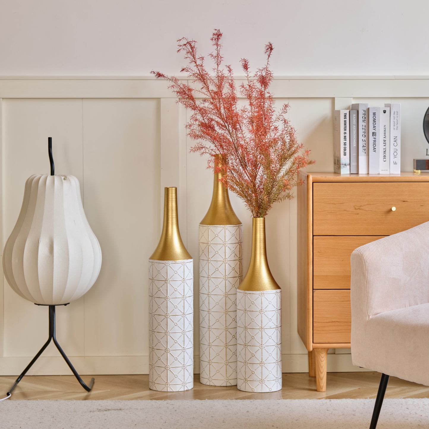 Irvington Modern Floor Metal Vases Set