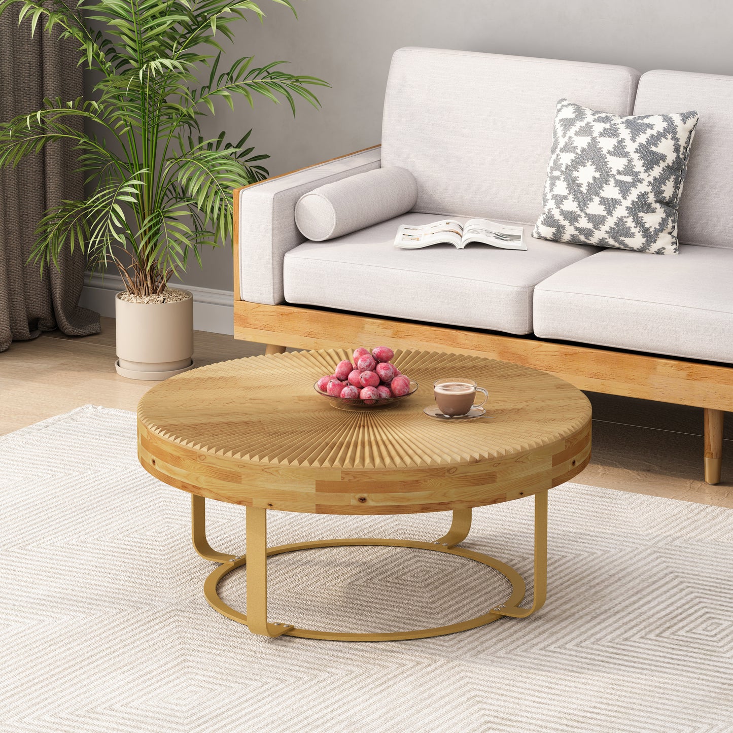 Irvington Mid-Century Aurora Gold Carved Table