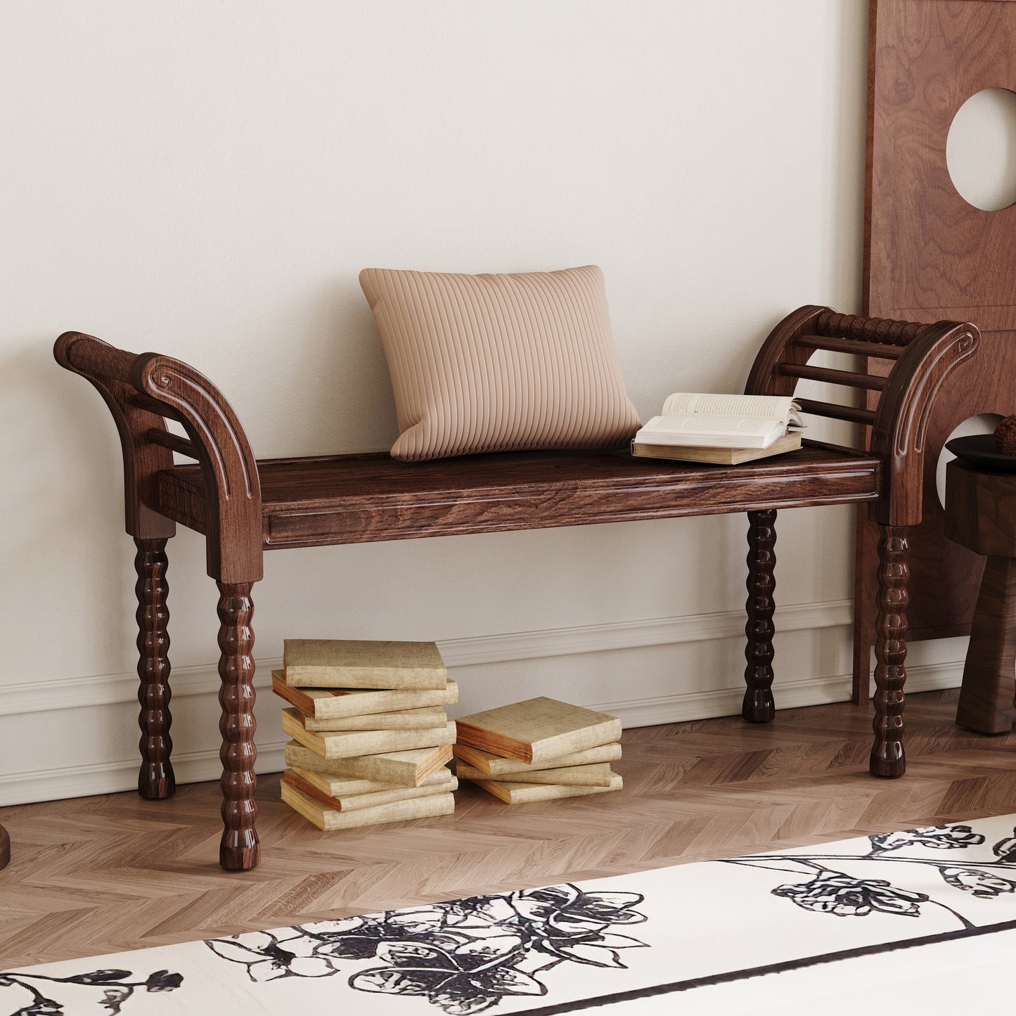 Warmsprings Mid-Century Walnut Retro Bench