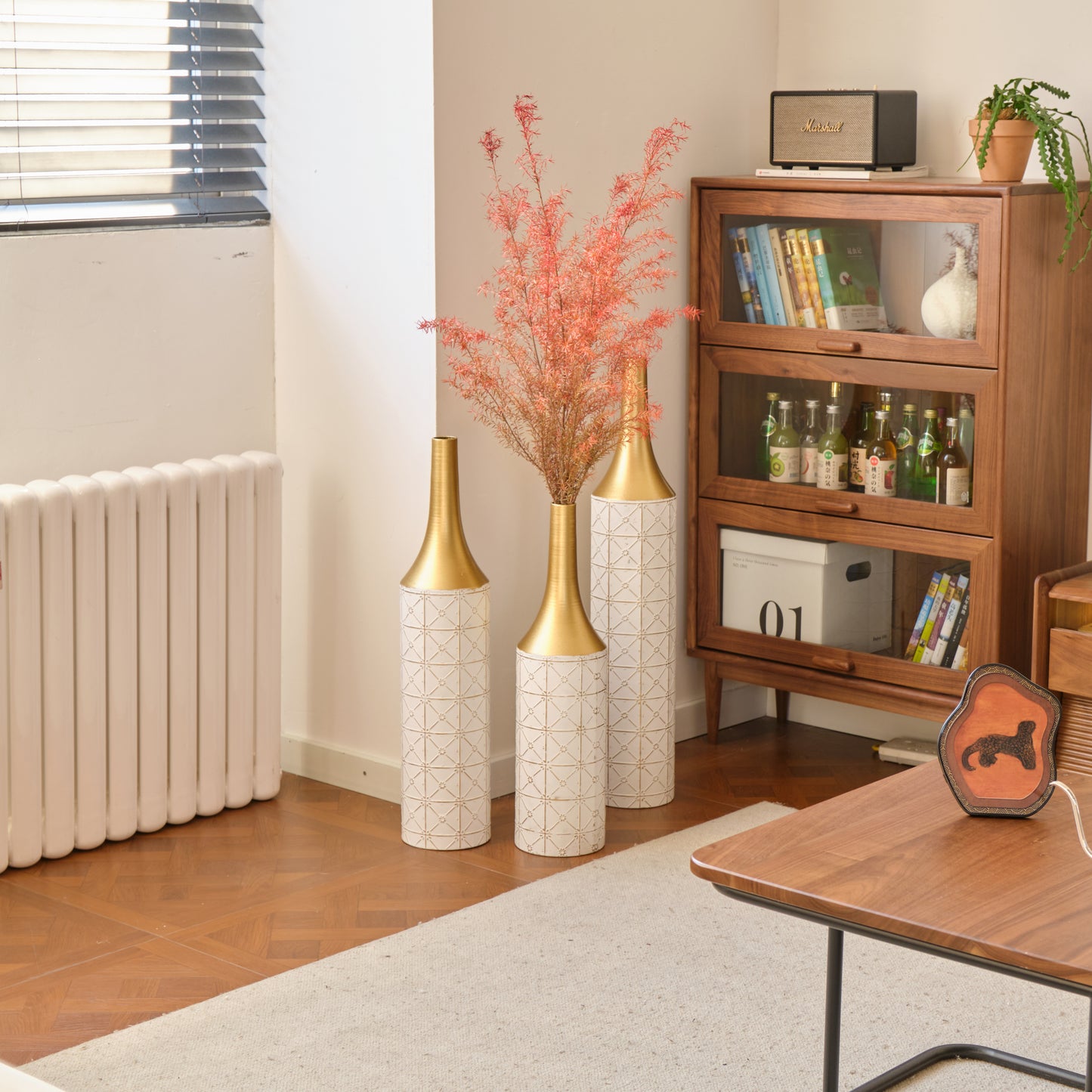 Irvington Modern Floor Metal Vases Set