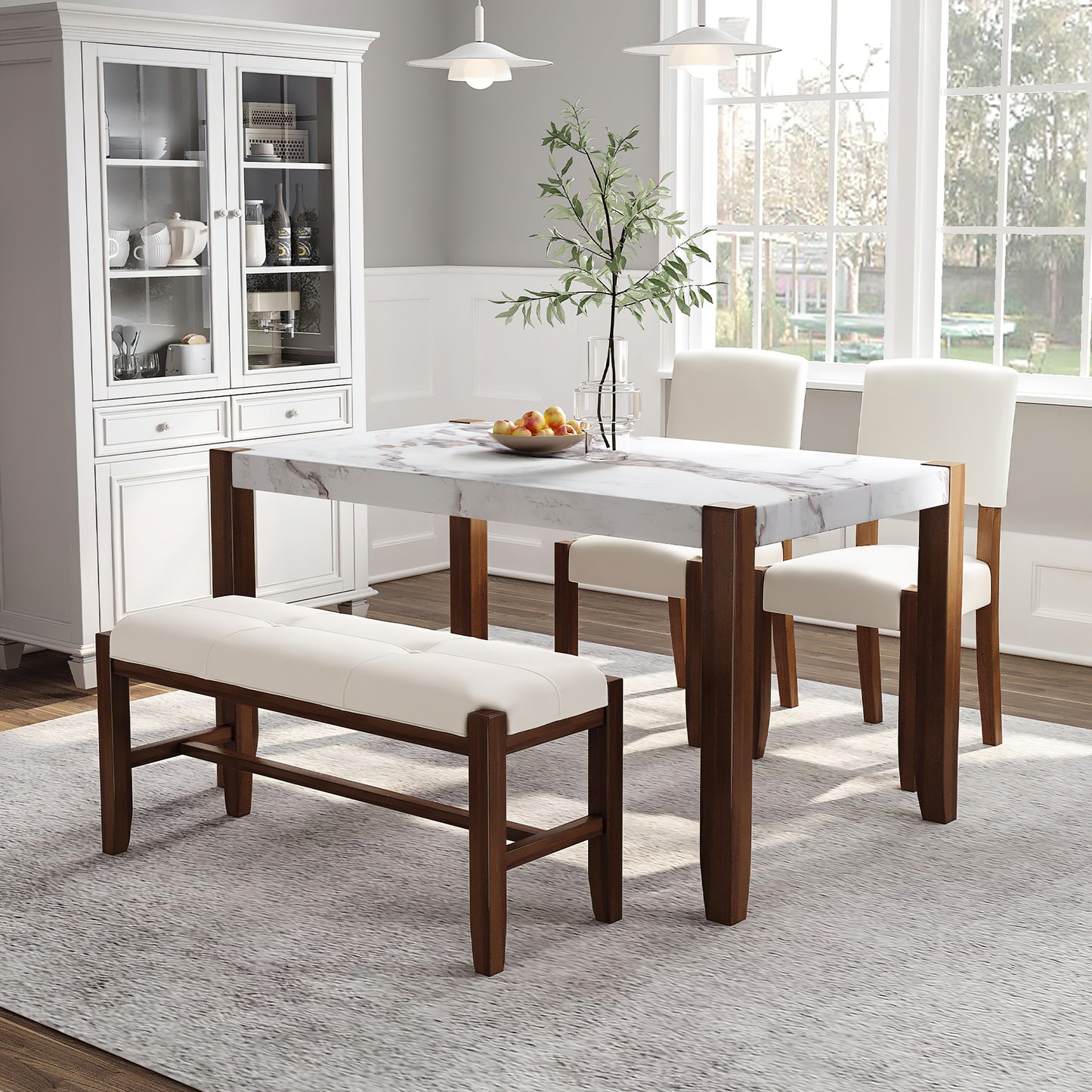 Warmsprings Modern 4-Piece Modern Faux Marble Dining Set