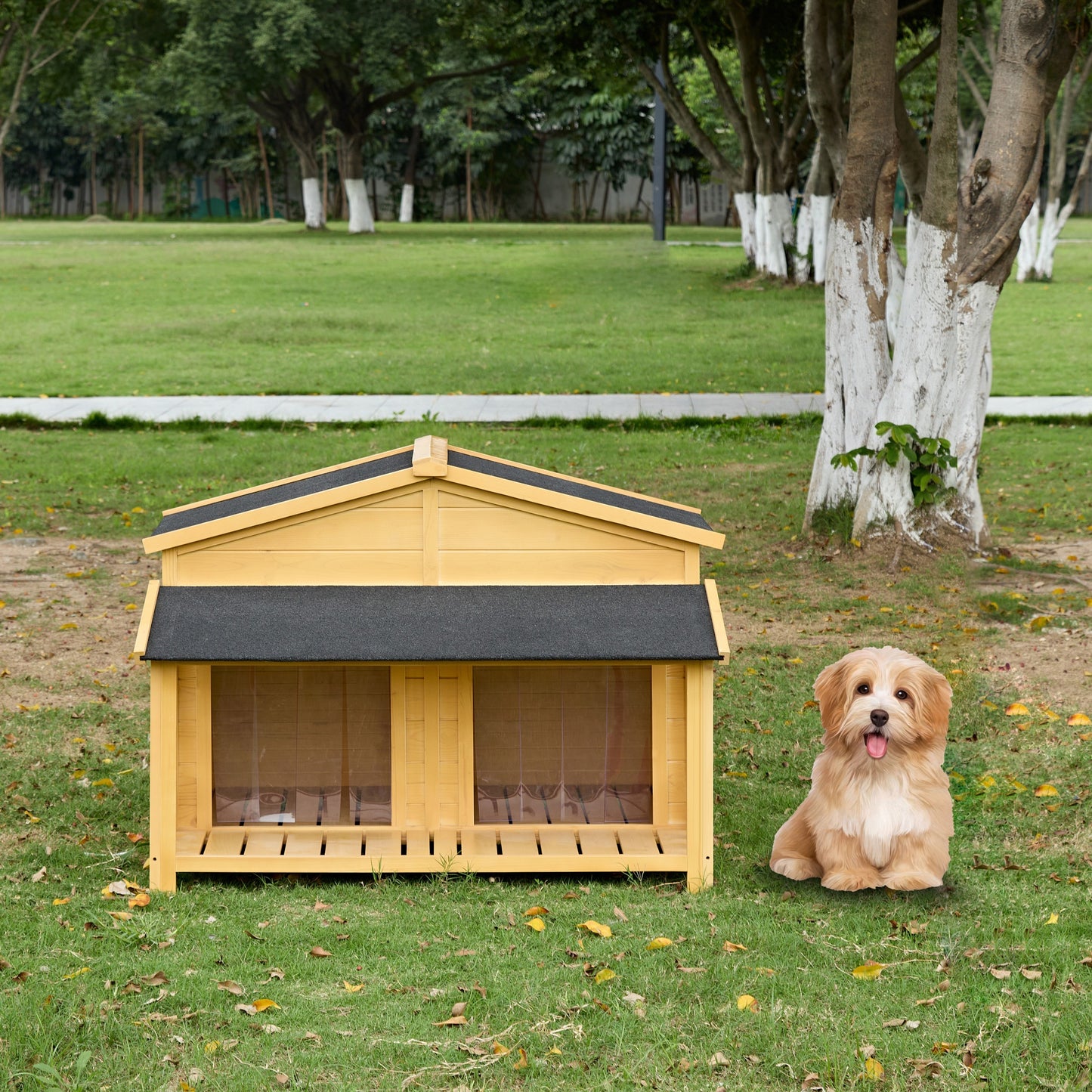 Irvington Craftsman Pinewood Elevated Dog Kennel