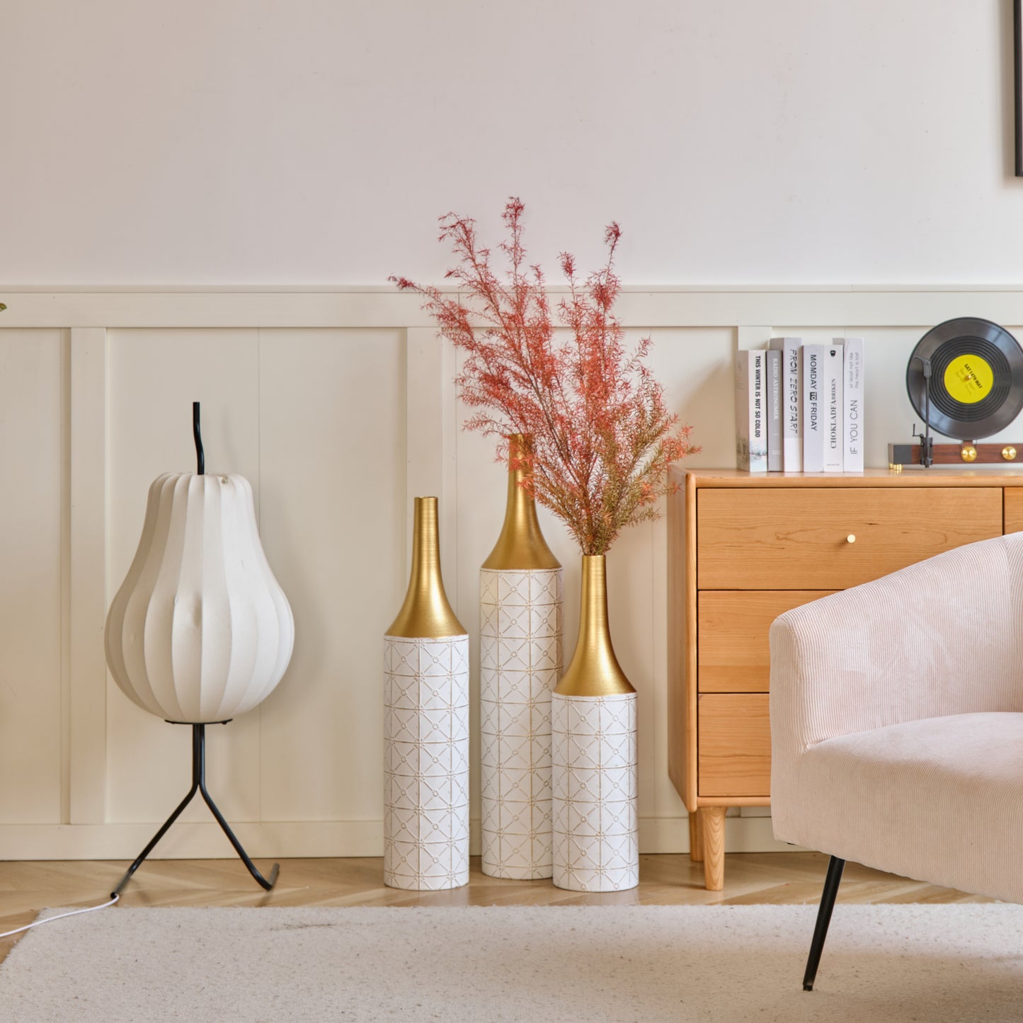 Irvington Modern Floor Metal Vases Set