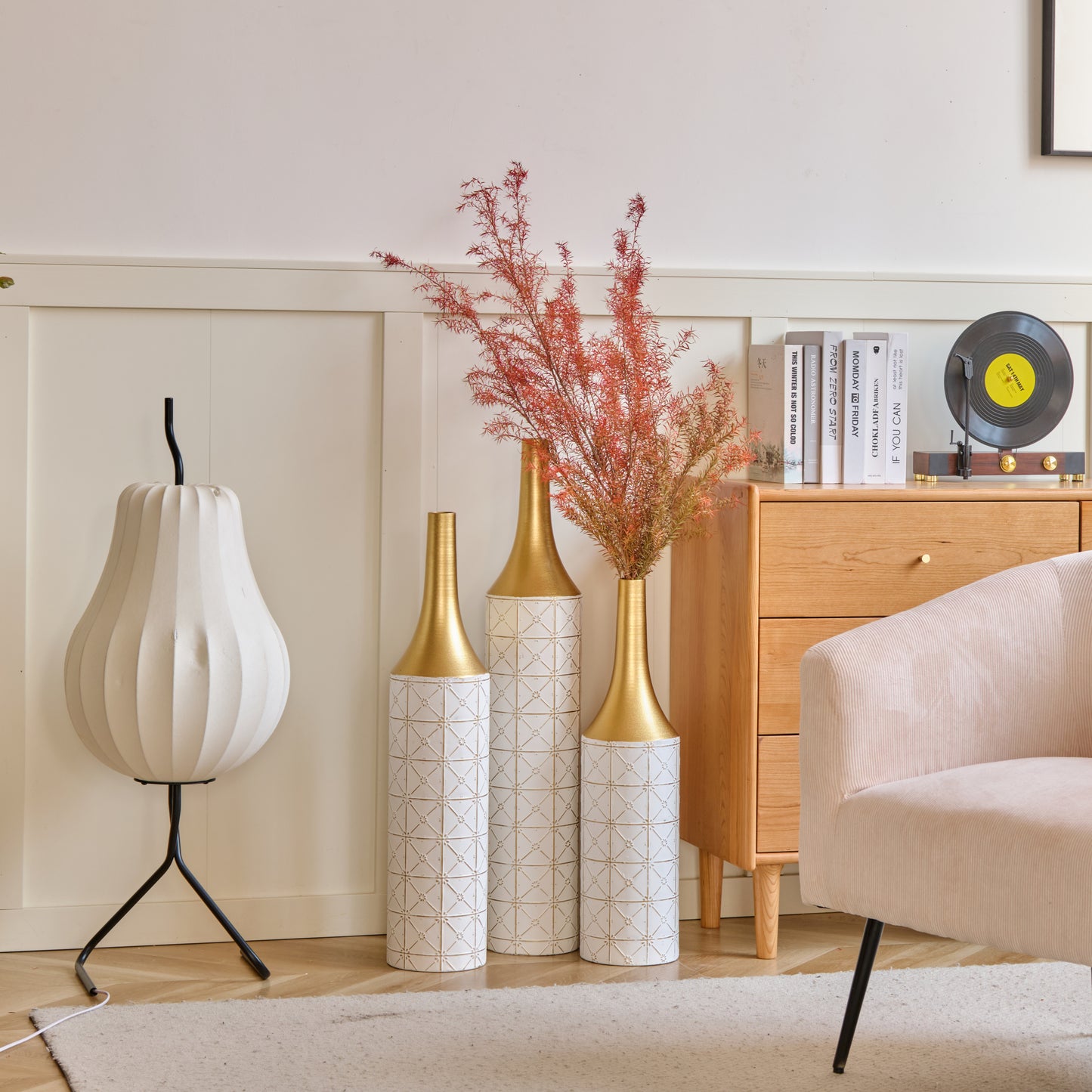 Irvington Modern Floor Metal Vases Set