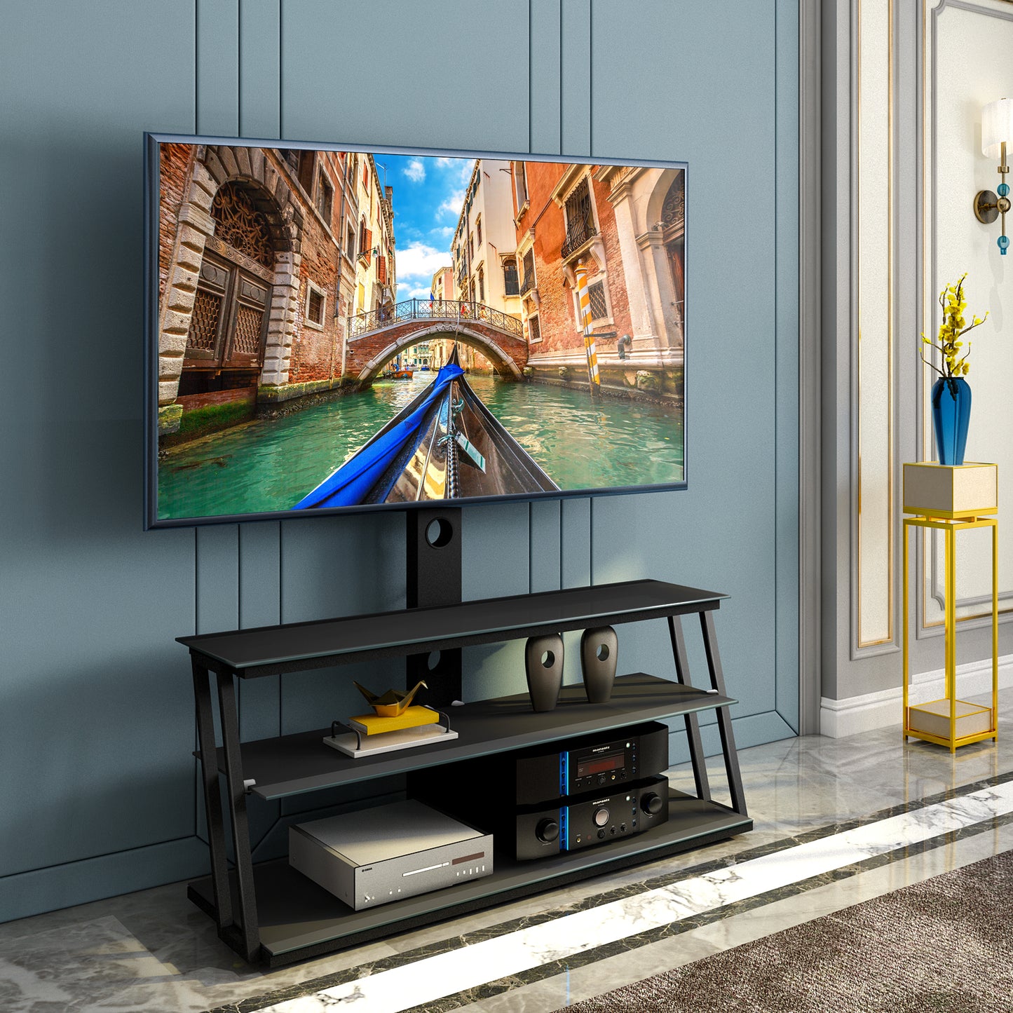 Oakridge Modern Multi-Function Adjustable Glass TV Stand
