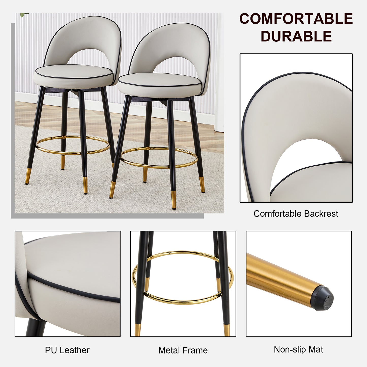 Eda Modern Rotating PU Dining Stool