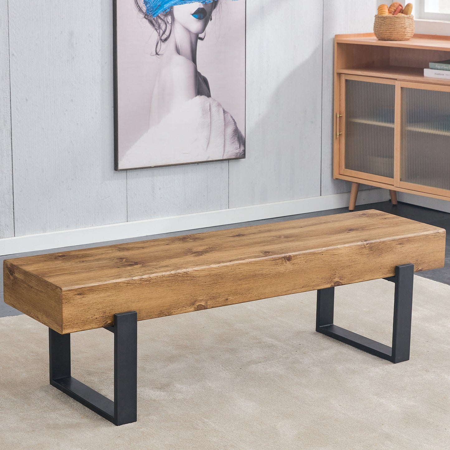 Marcel Industrial Farmhouse Indoor Bench
