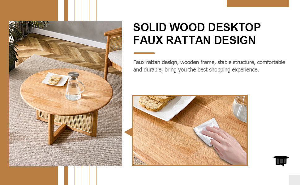Calista Mid-Century Natural Faux Coffee Table