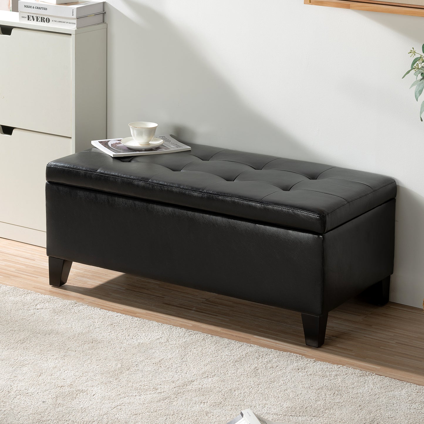 Justo Modern Faux Leather Ottoman