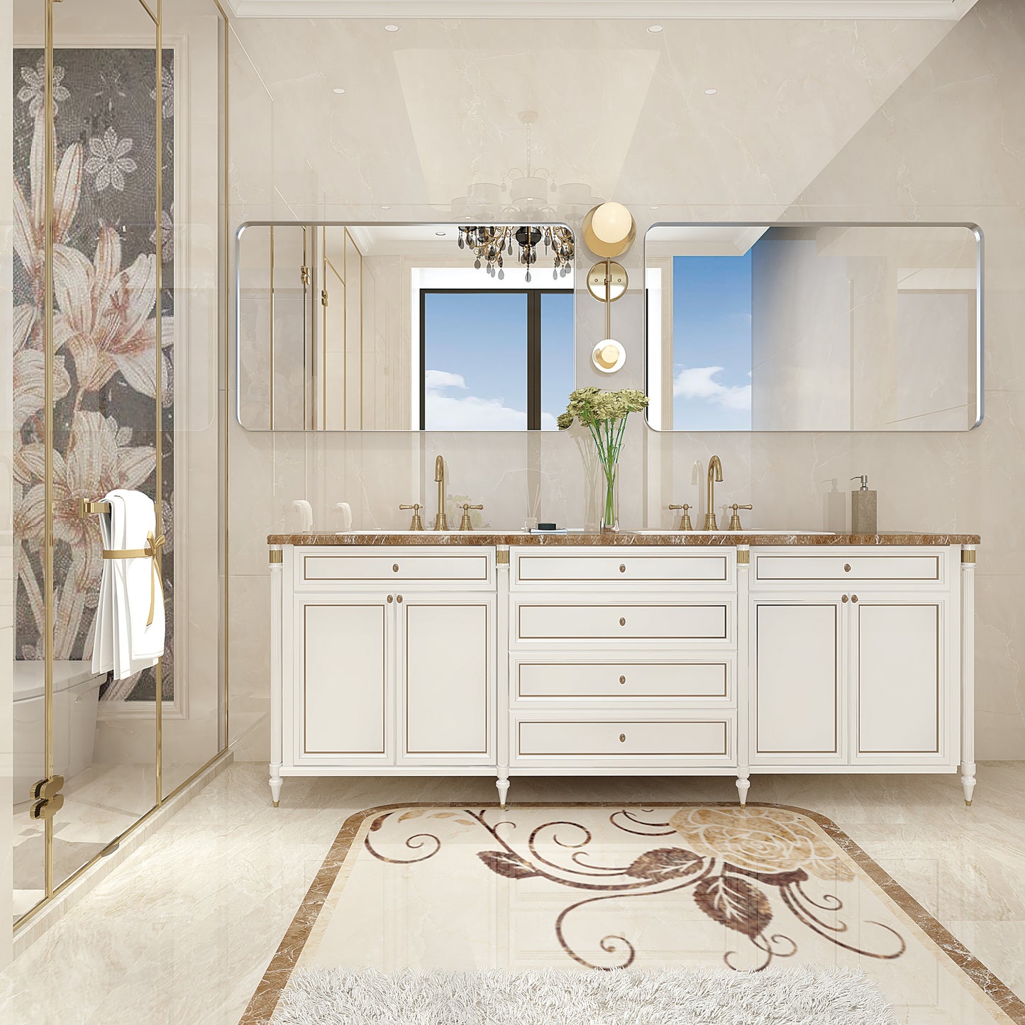 Somerset Modern Brushed Silver Bathroom Mirror