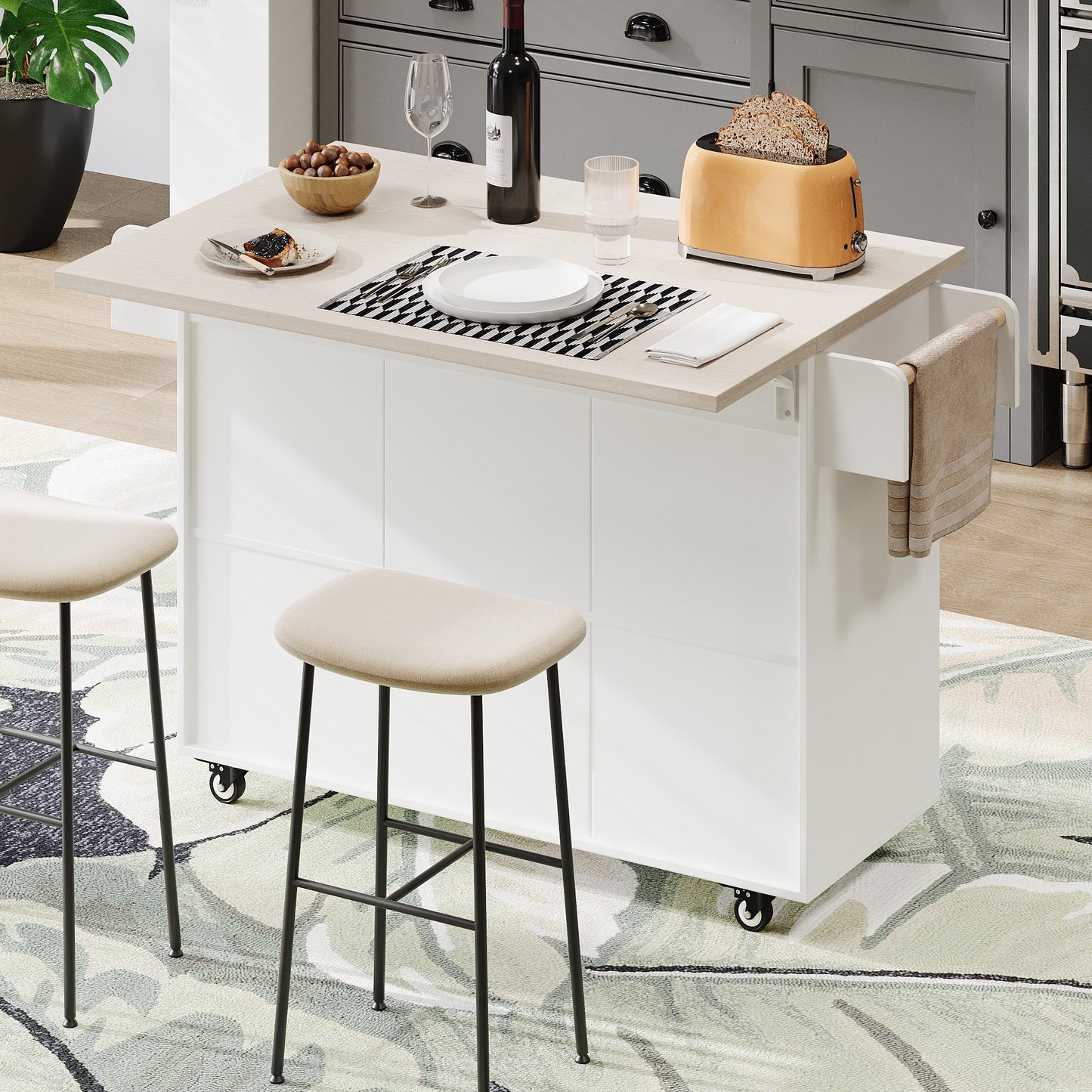 Calista Modern Kitchen Dining Storage Island