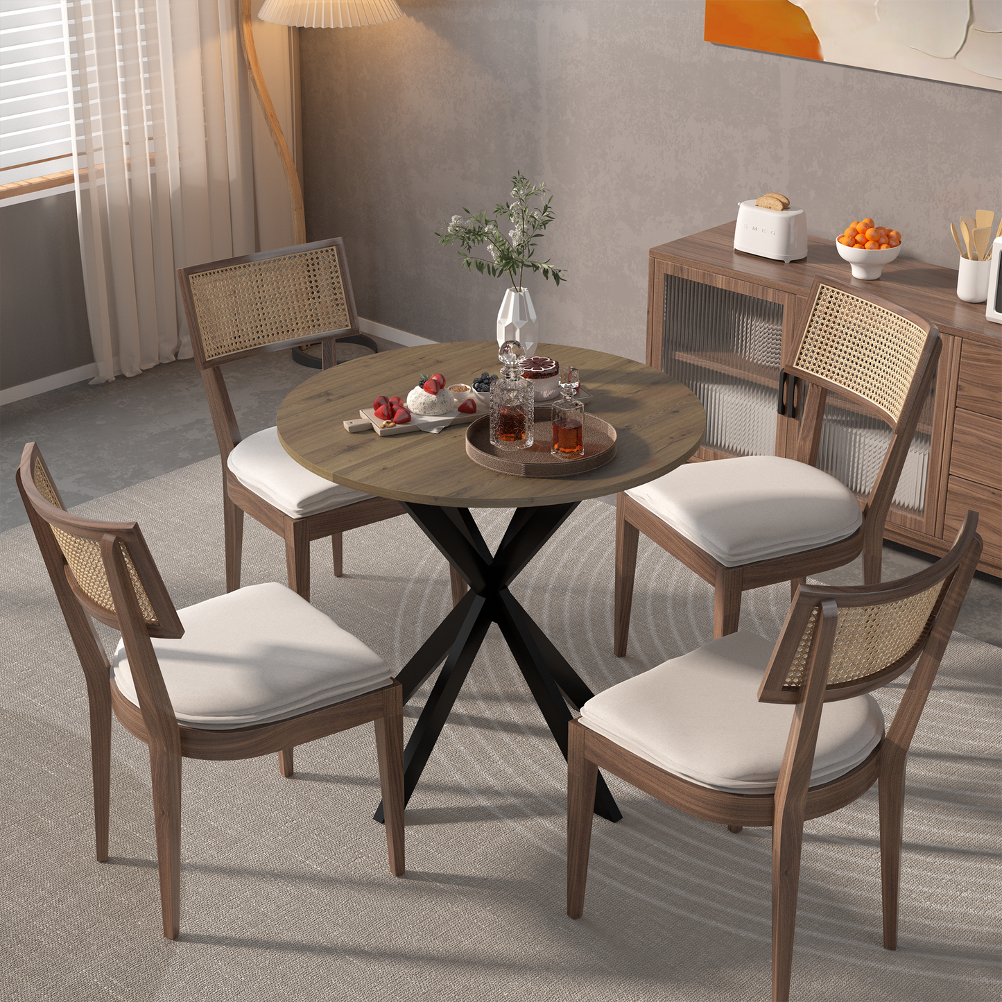 Sonoma Mid-Century Velvet Circle Dining Table