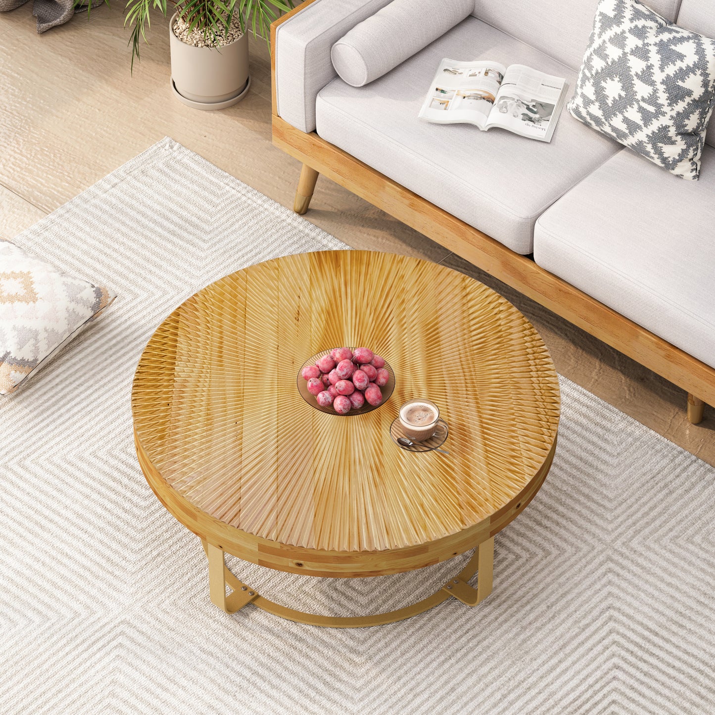 Irvington Mid-Century Aurora Gold Carved Table