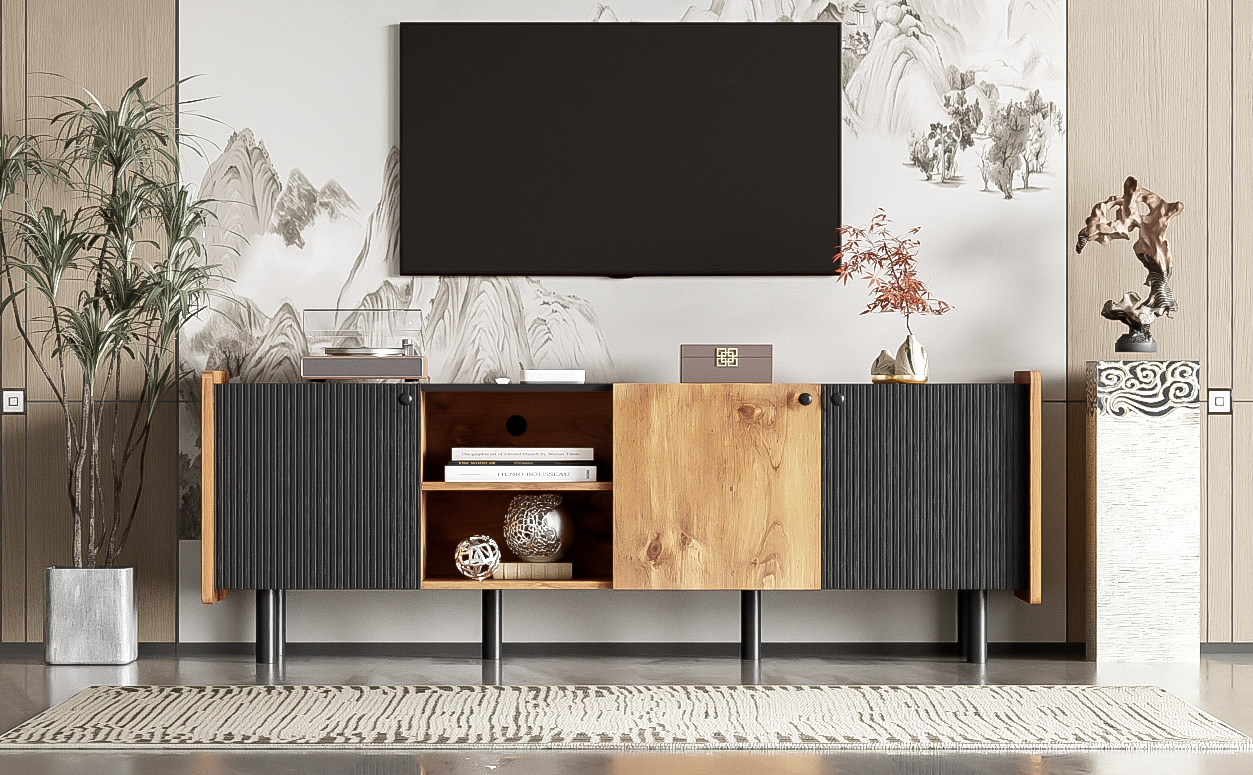 Mission Mid-Century TV Stand Console Table Entertainment