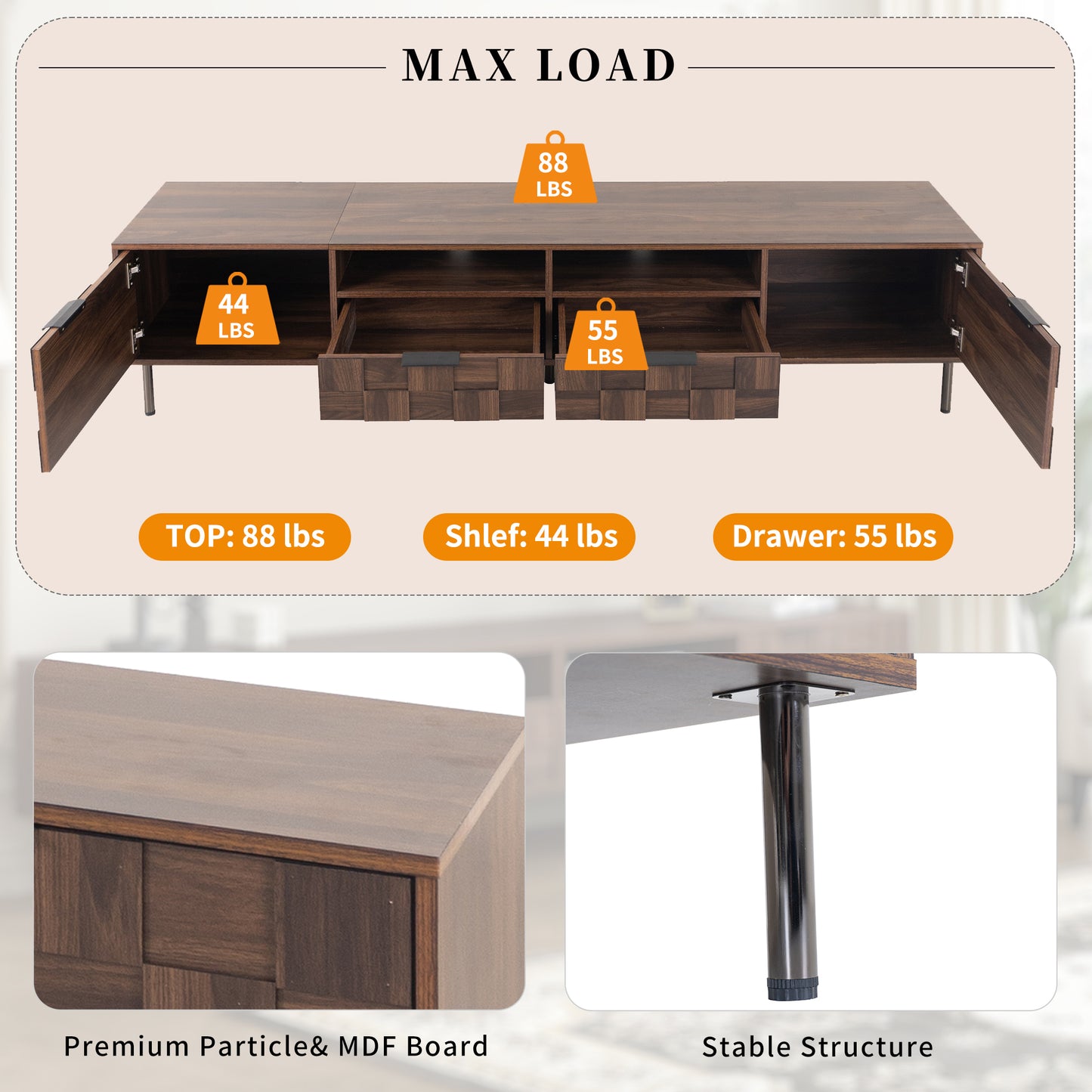 Justo Mid-Century Media Console Entertainment Center