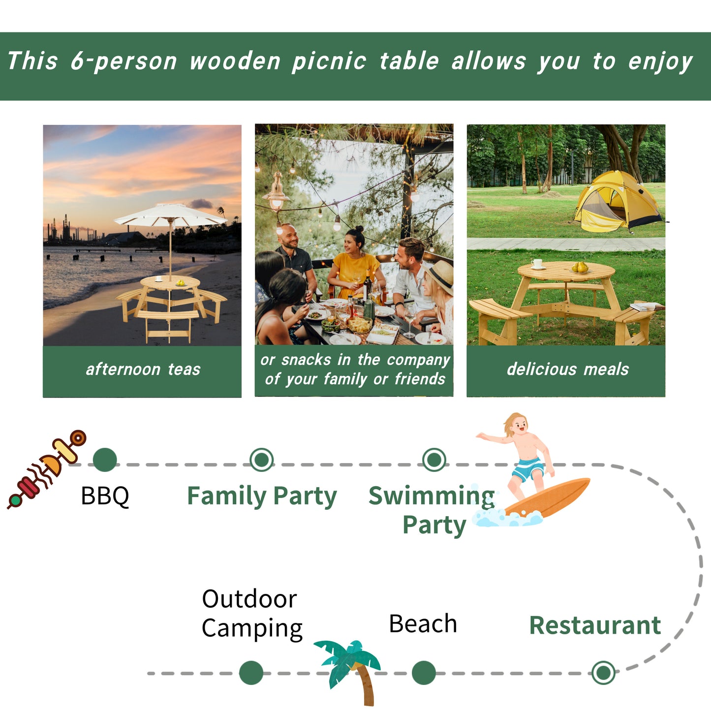 Centerville Contemporary Outdoor Picnic Table