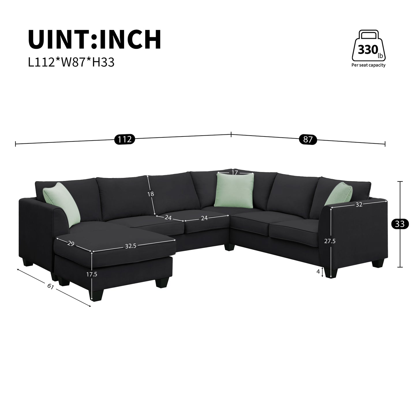 Oakridge Contemporary Fabric Sofa