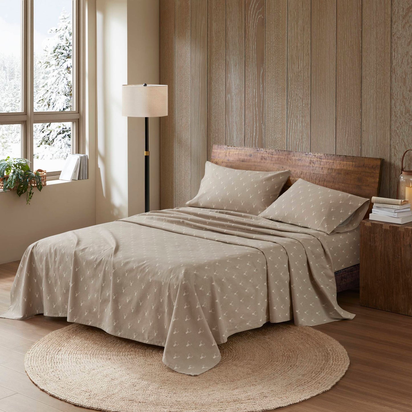 Cleo Modern 4 Pieces Cotton Flannel Printed Sheet Set