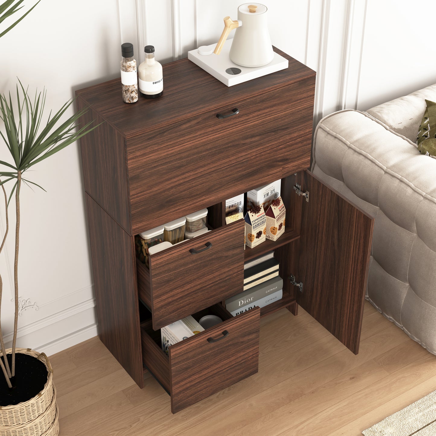 Kingsly Modern Foldable Desk Cabinet