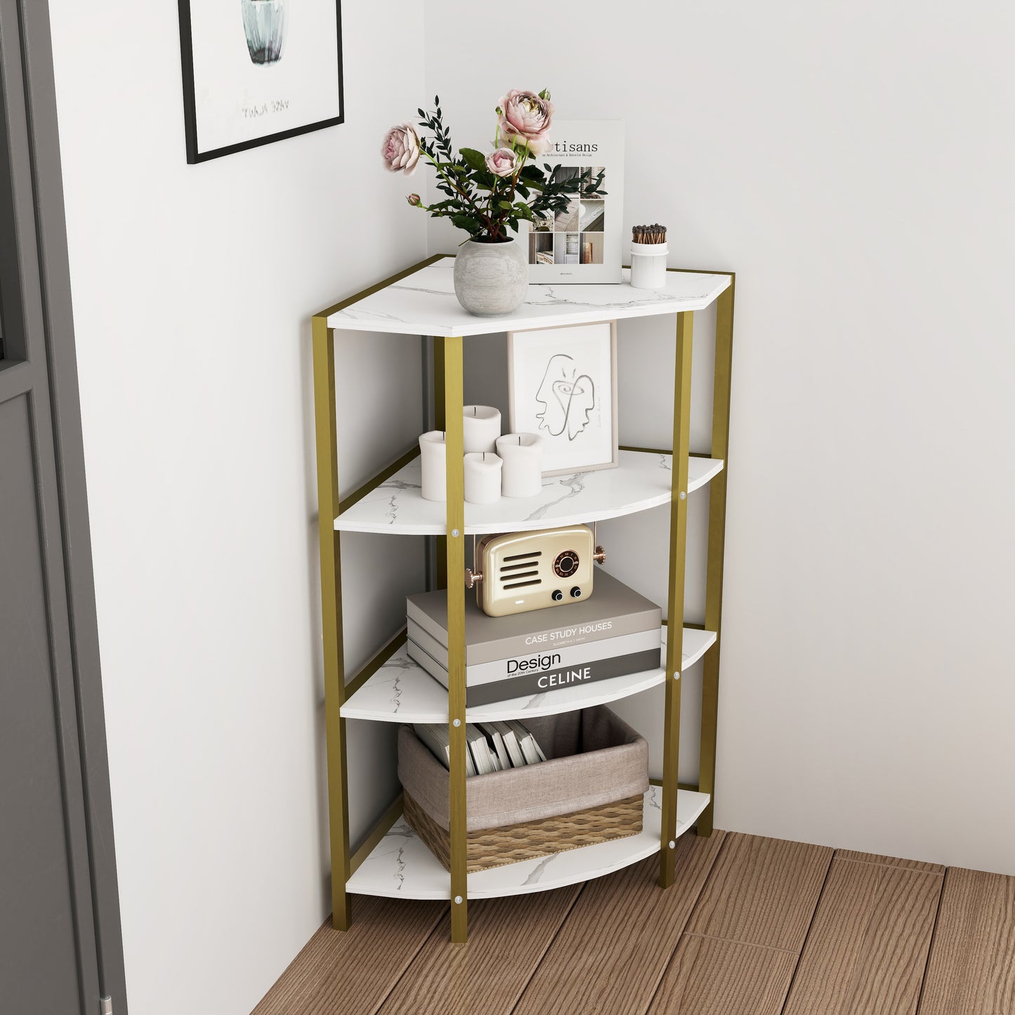 Lula Modern Corner Shelf Stand