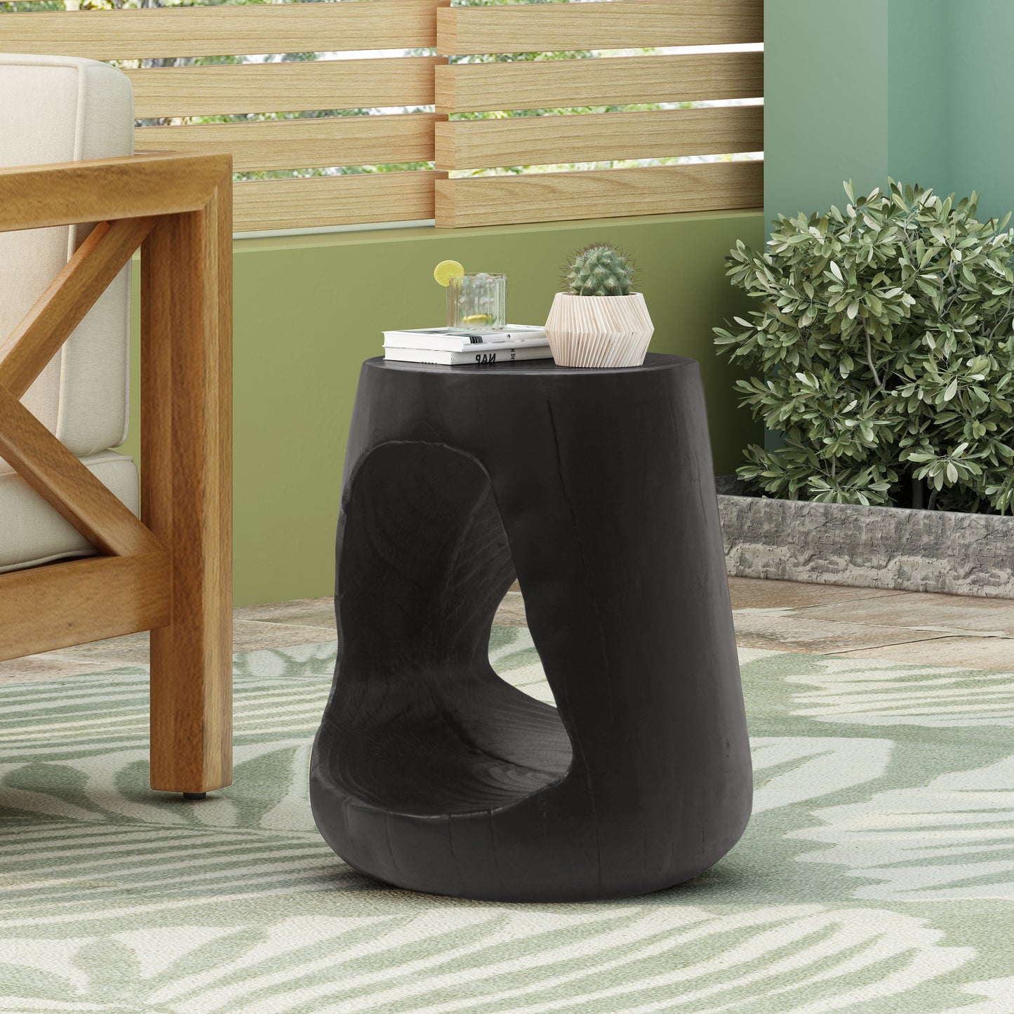 Calista Modern Hollow Side Table Wood-like