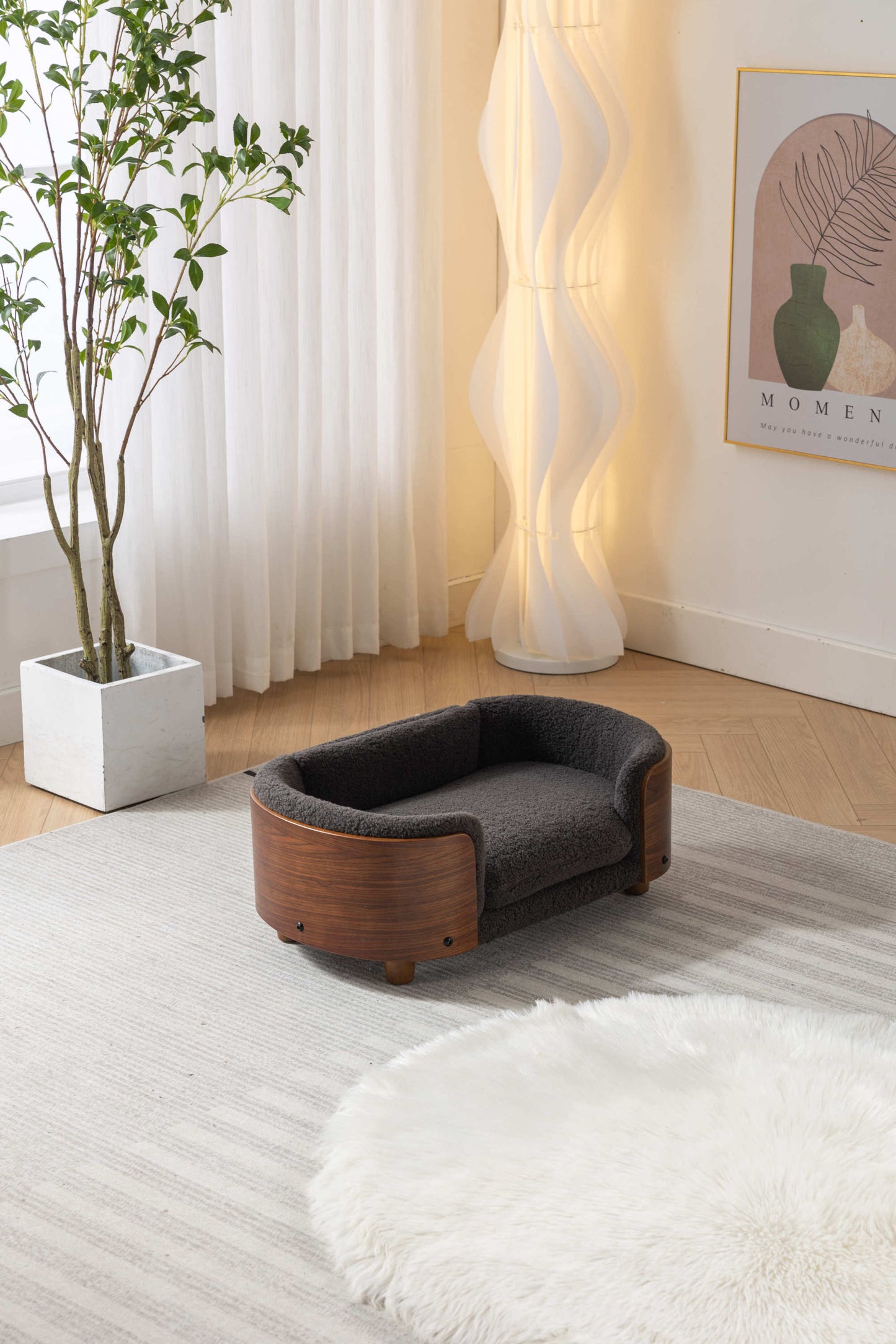 Kingsly Contemporary Velvet Elevated Pet Sofa.
