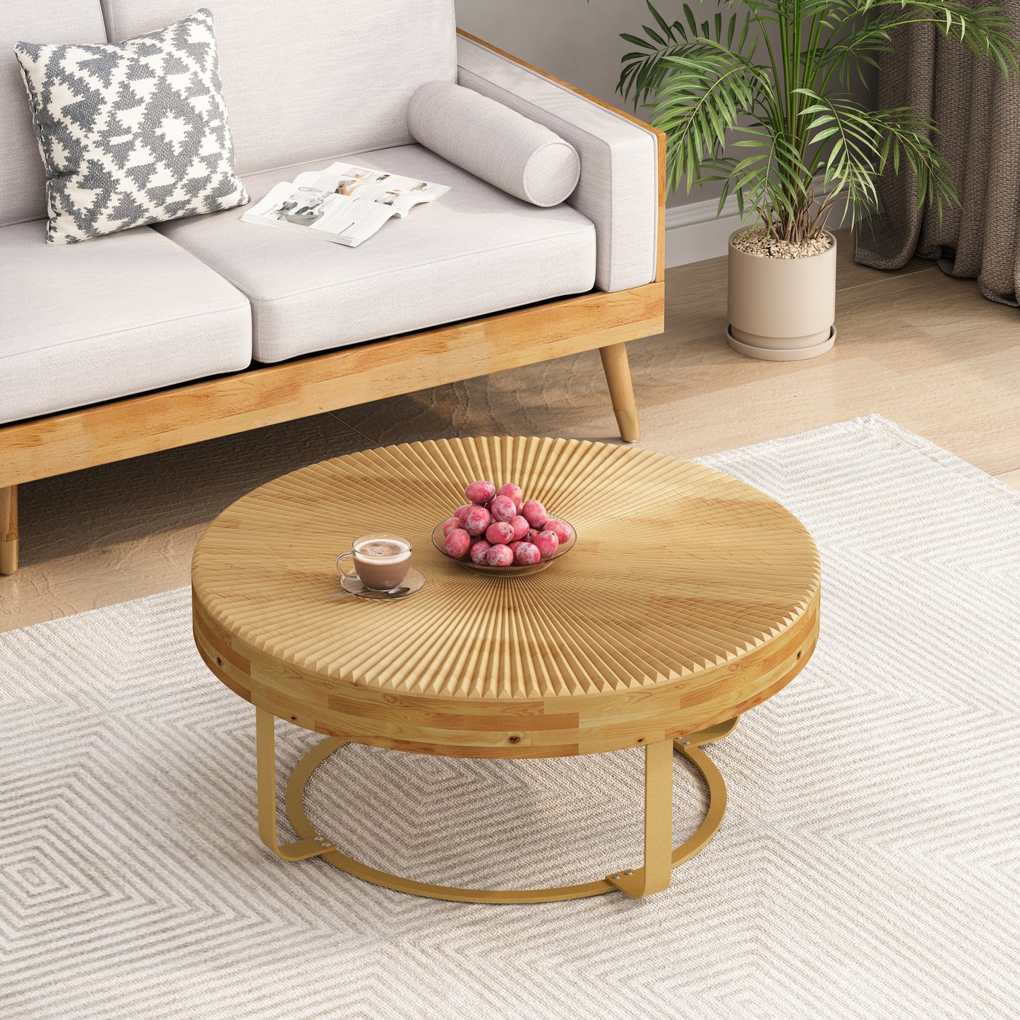 Irvington Mid-Century Aurora Gold Carved Table