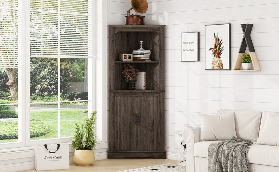 Warmsprings Craftsman Dark Walnut Corner Cabinet