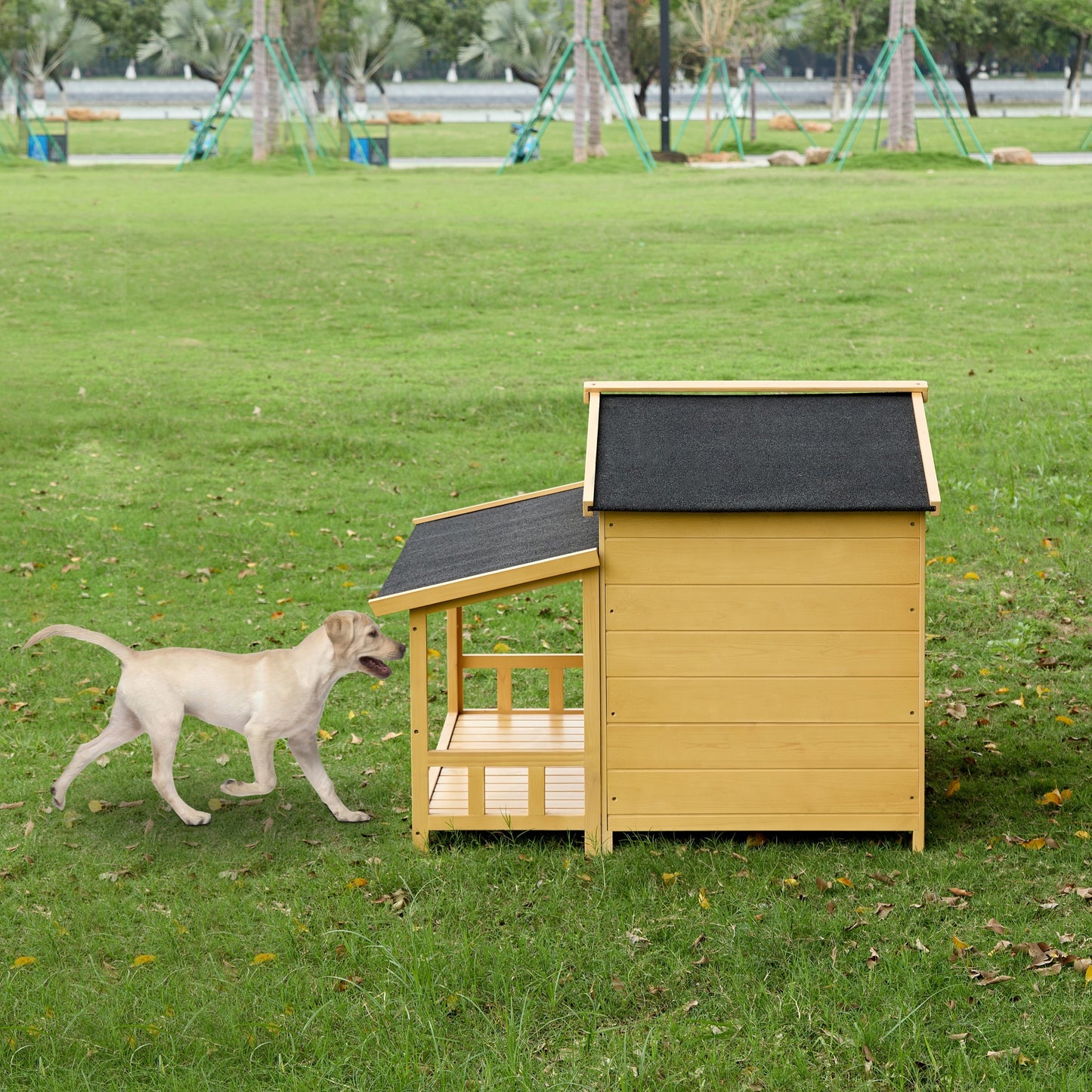 Irvington Craftsman Pinewood Elevated Dog Kennel