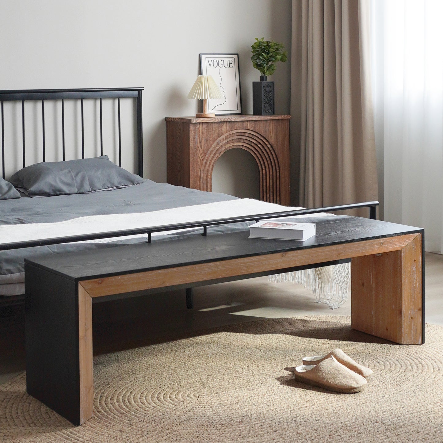 Marites Modern Wood Dining Bench
