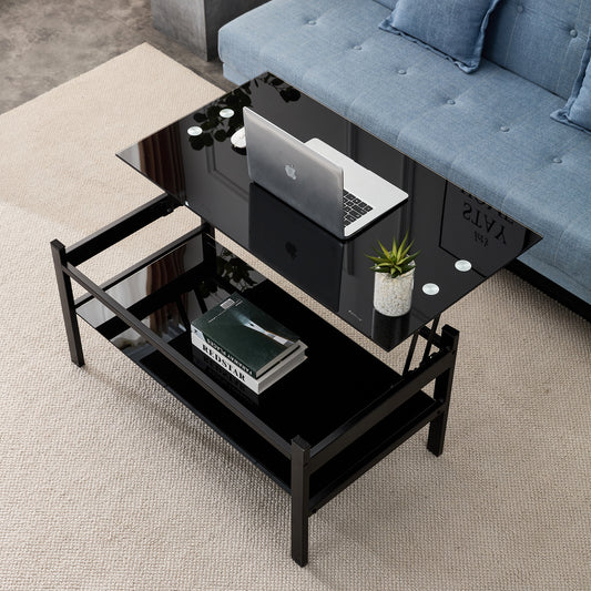 Centerville Modern Glass Lift Top Coffee Table