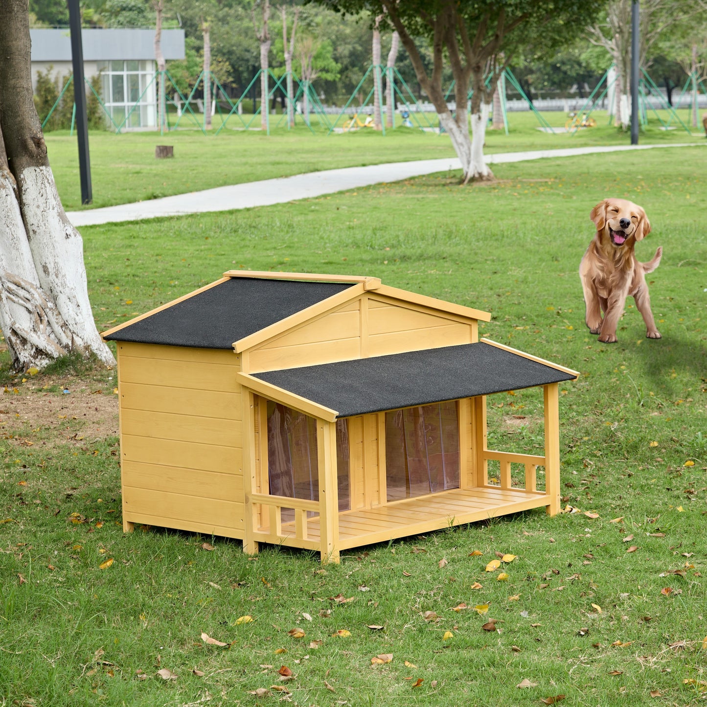 Irvington Craftsman Pinewood Elevated Dog Kennel