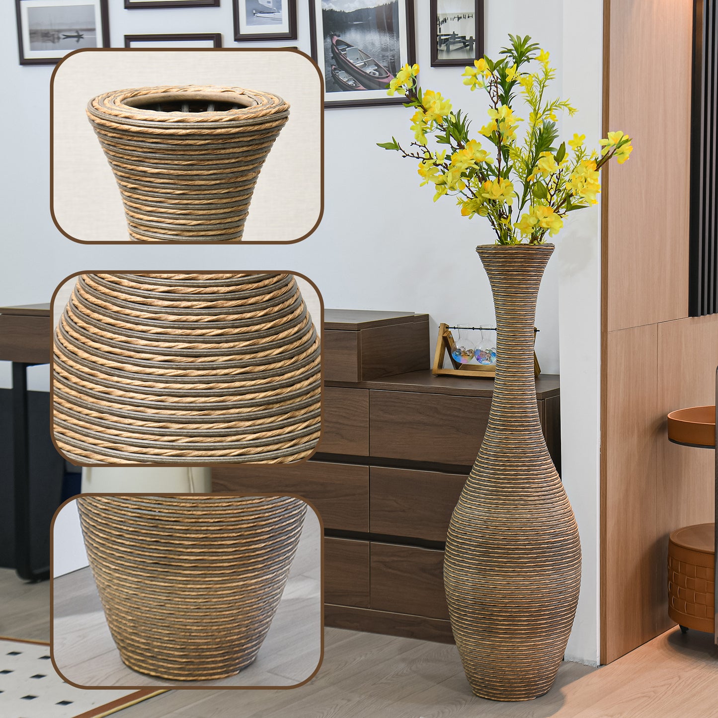 Westport Contemporary Rattan Floor Vase
