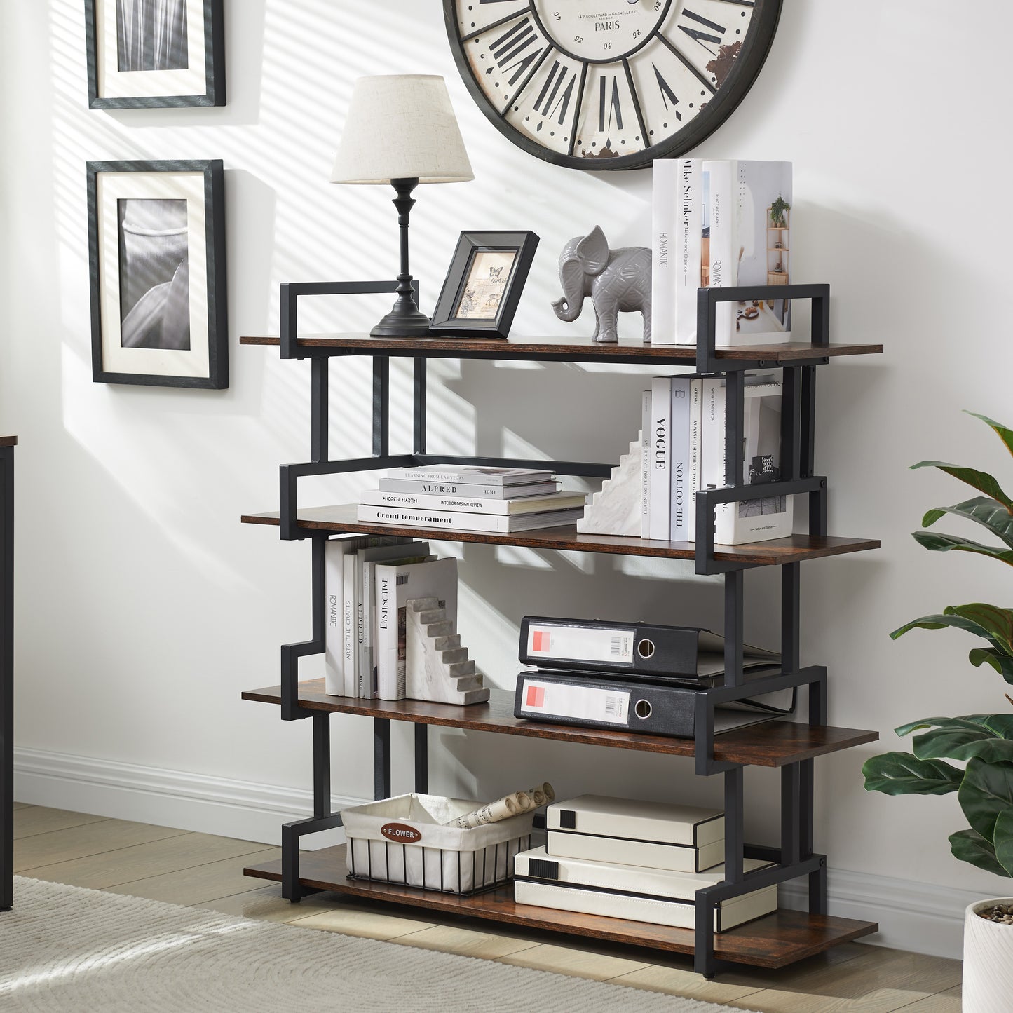 Marcel Modern Rustic Bookshelf Freestanding