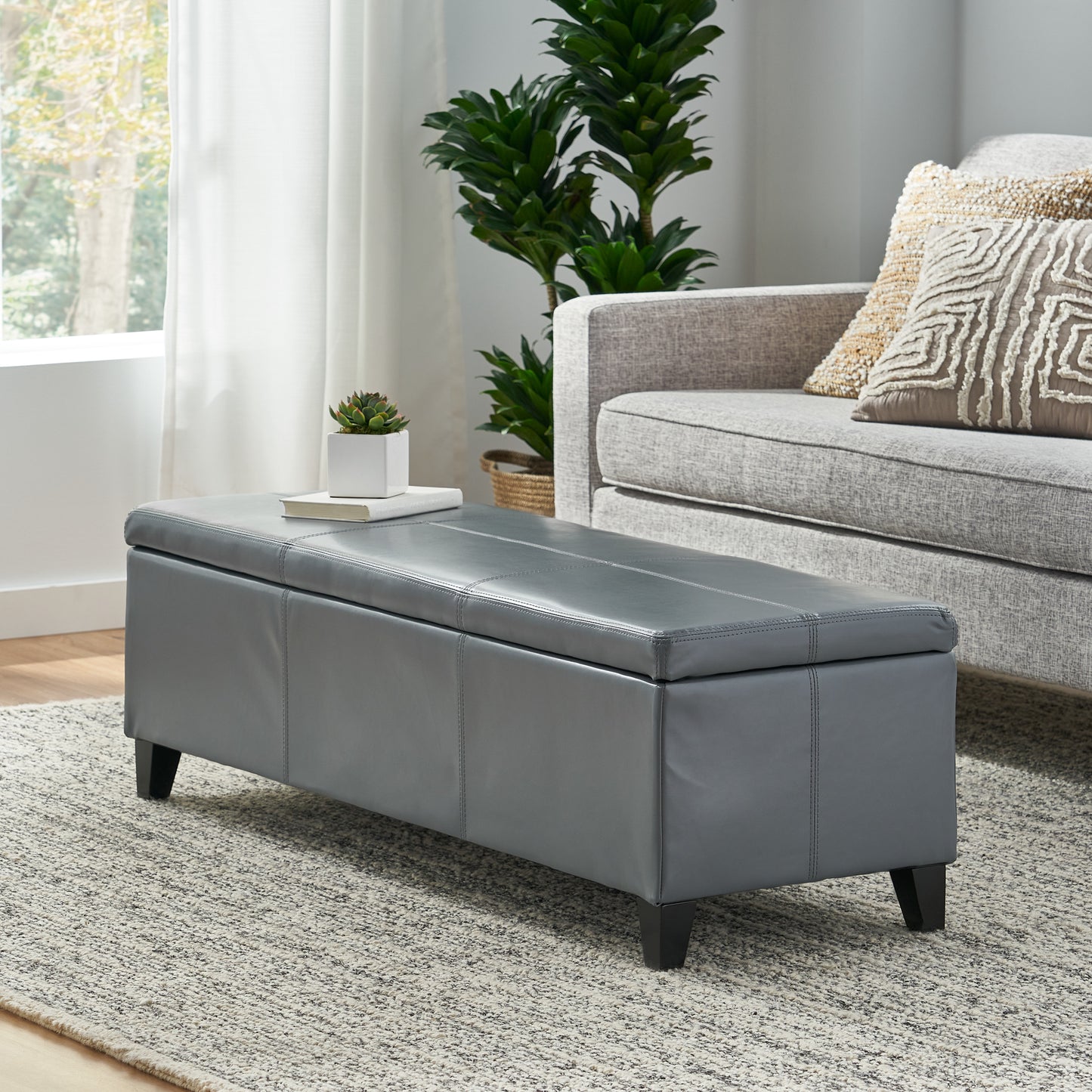 Calista Modern Velvet Storage Ottoman