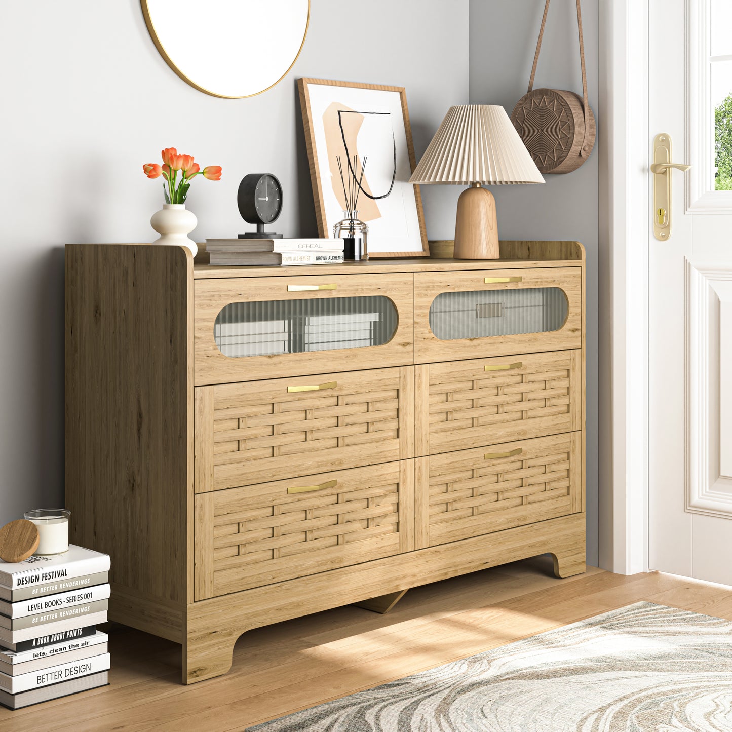 Oakridge Mid-Century Wood Drawer Dresser