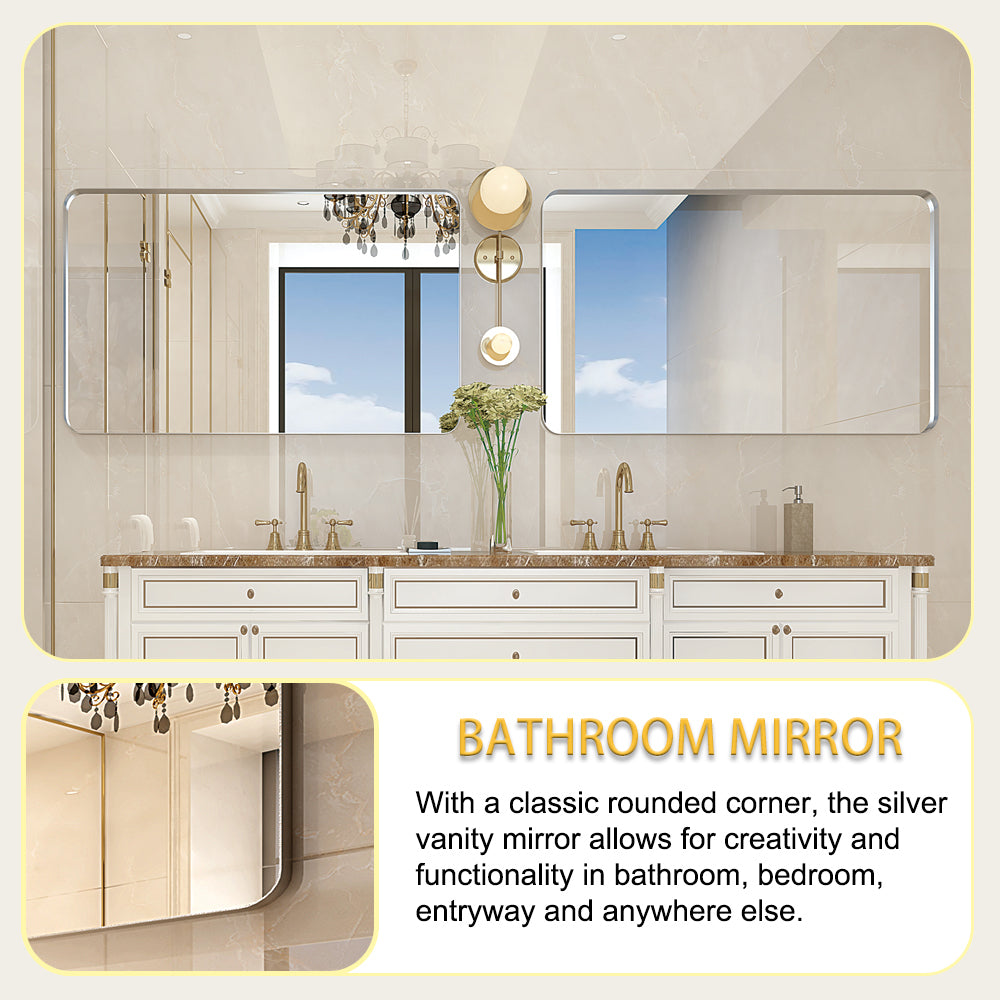 Somerset Modern Brushed Silver Bathroom Mirror
