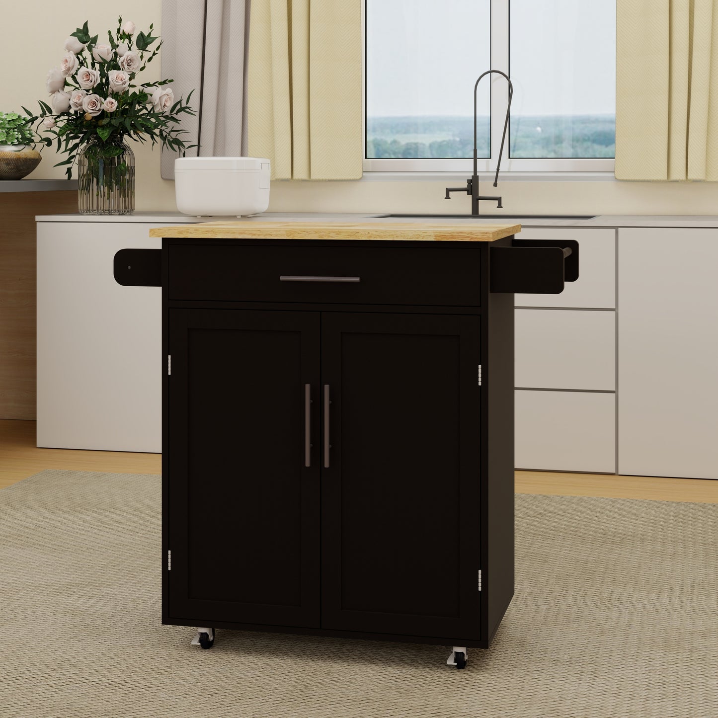 Somerset Traditional Kitchen Island Rolling Trolley Cart