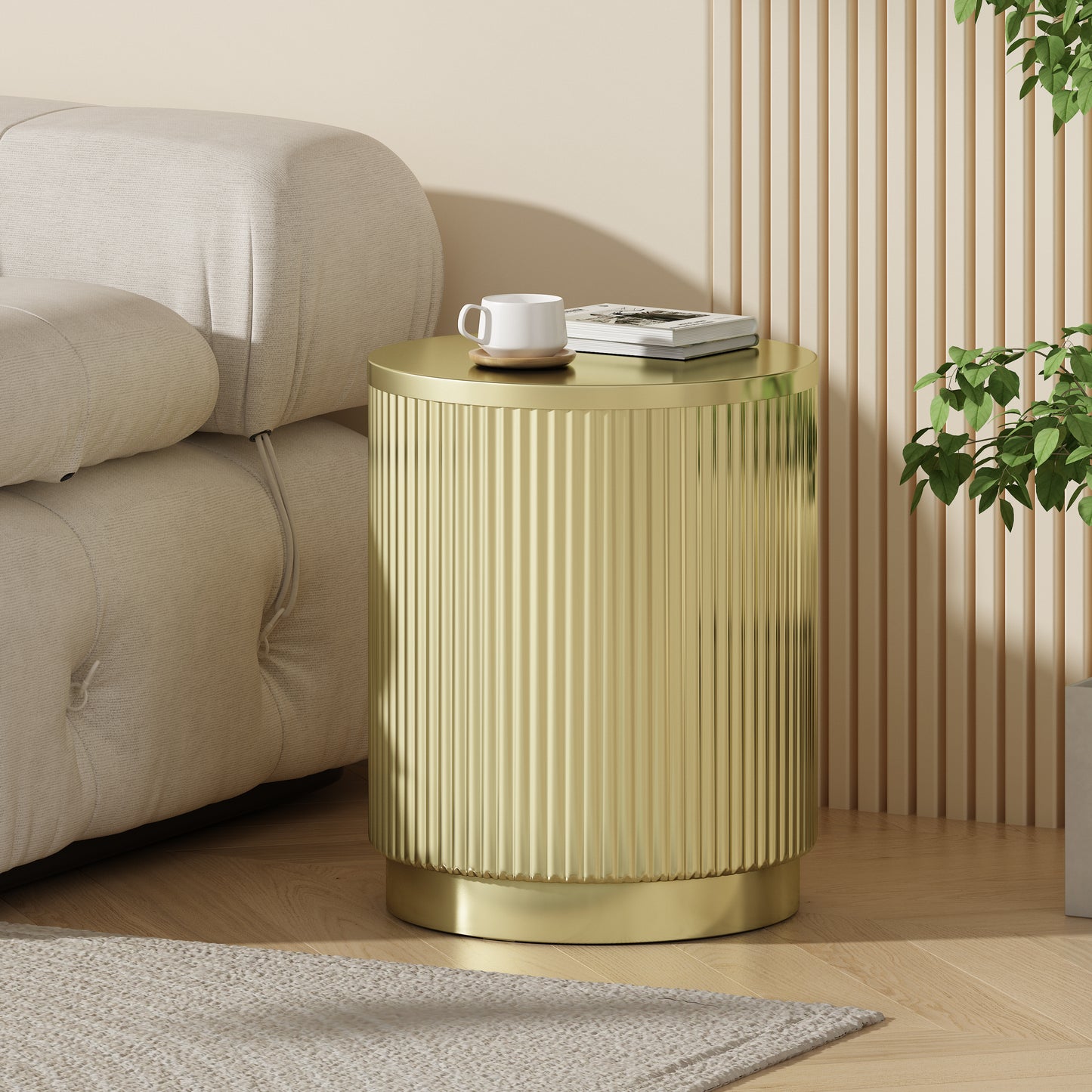 Elmcrest Modern Round Side Table Vertical Stripes