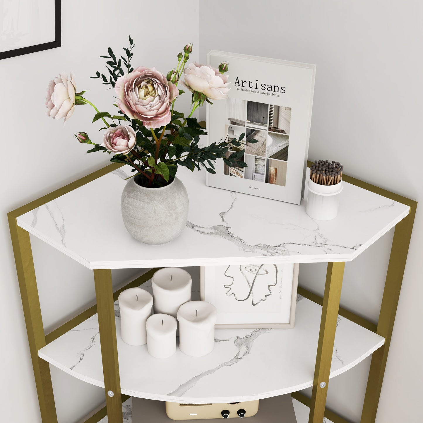 Lula Modern Corner Shelf Stand