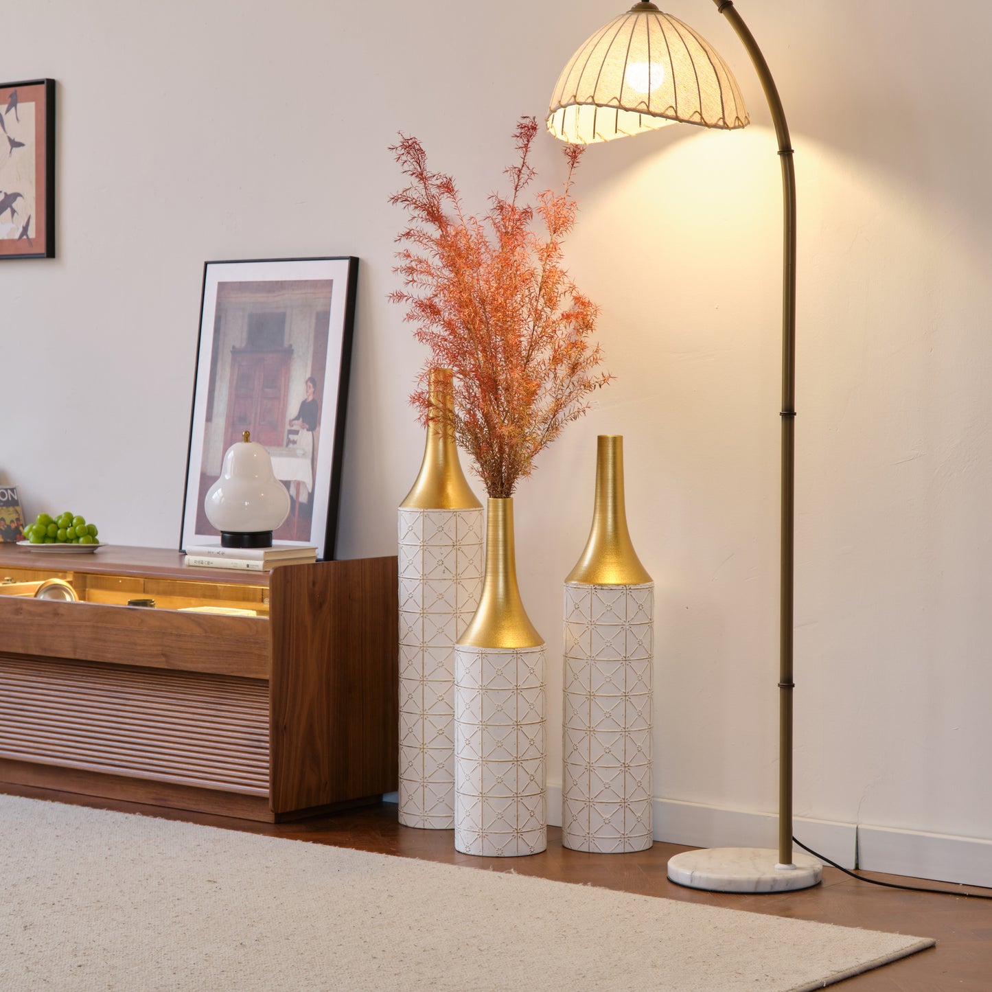 Irvington Modern Floor Metal Vases Set