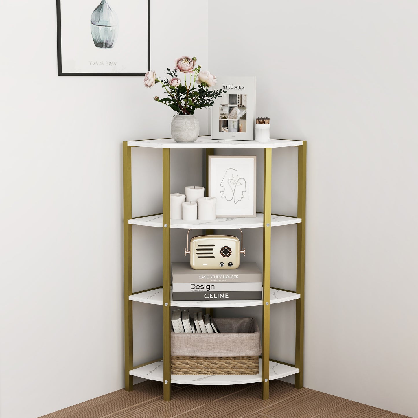 Lula Modern Corner Shelf Stand