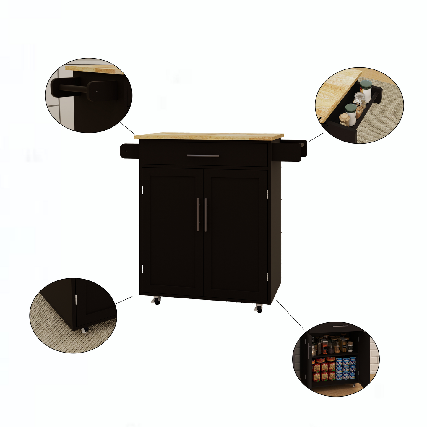 Somerset Traditional Kitchen Island Rolling Trolley Cart