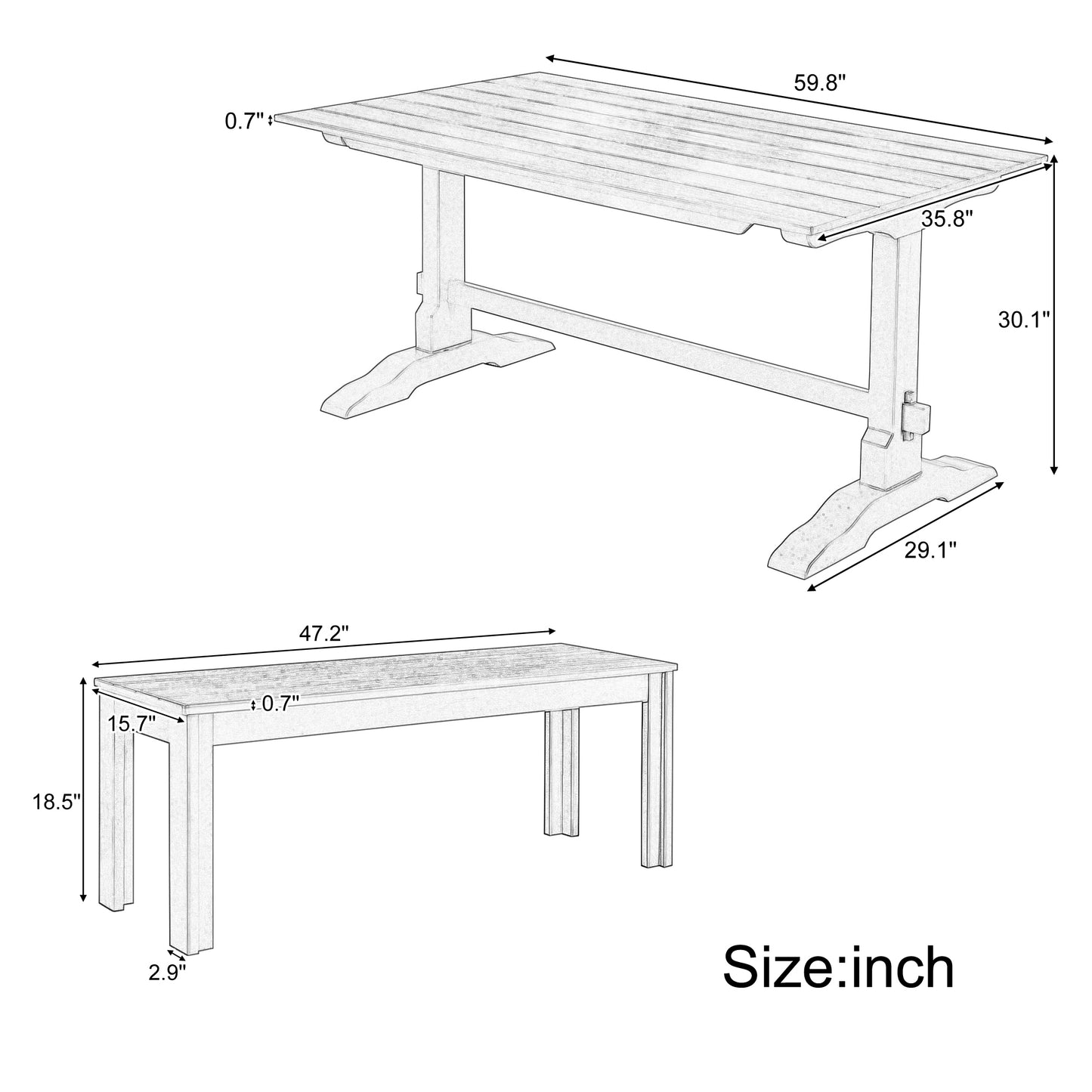 Mission Modern Trestle Dining Set