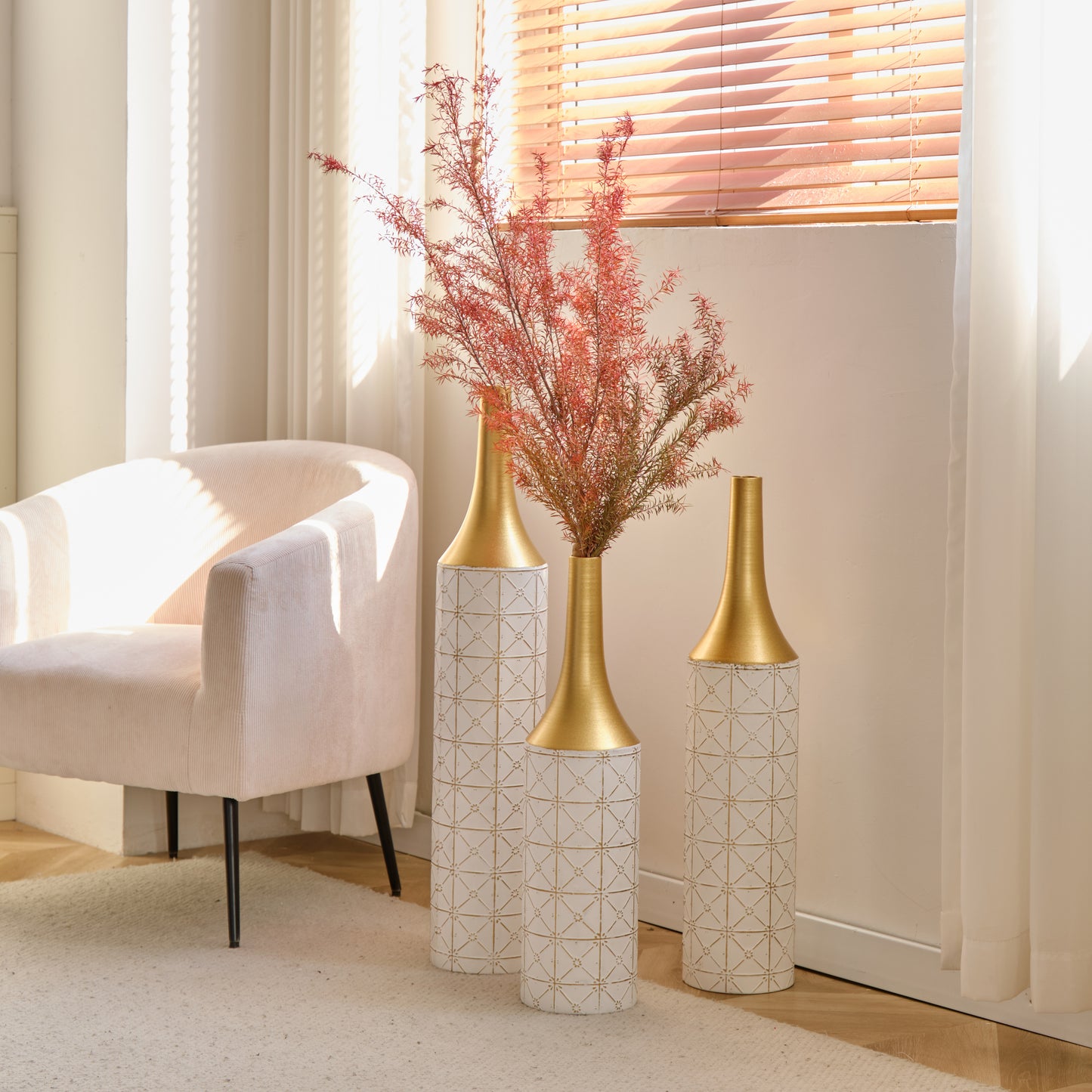 Irvington Modern Floor Metal Vases Set
