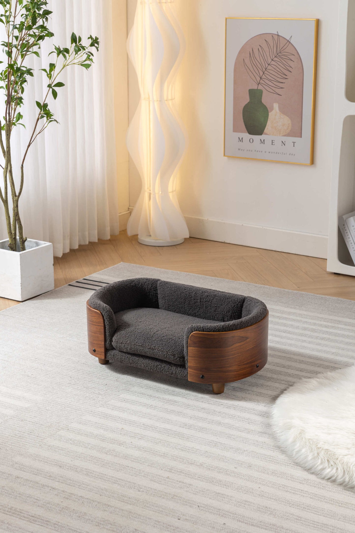 Kingsly Contemporary Velvet Elevated Pet Sofa.