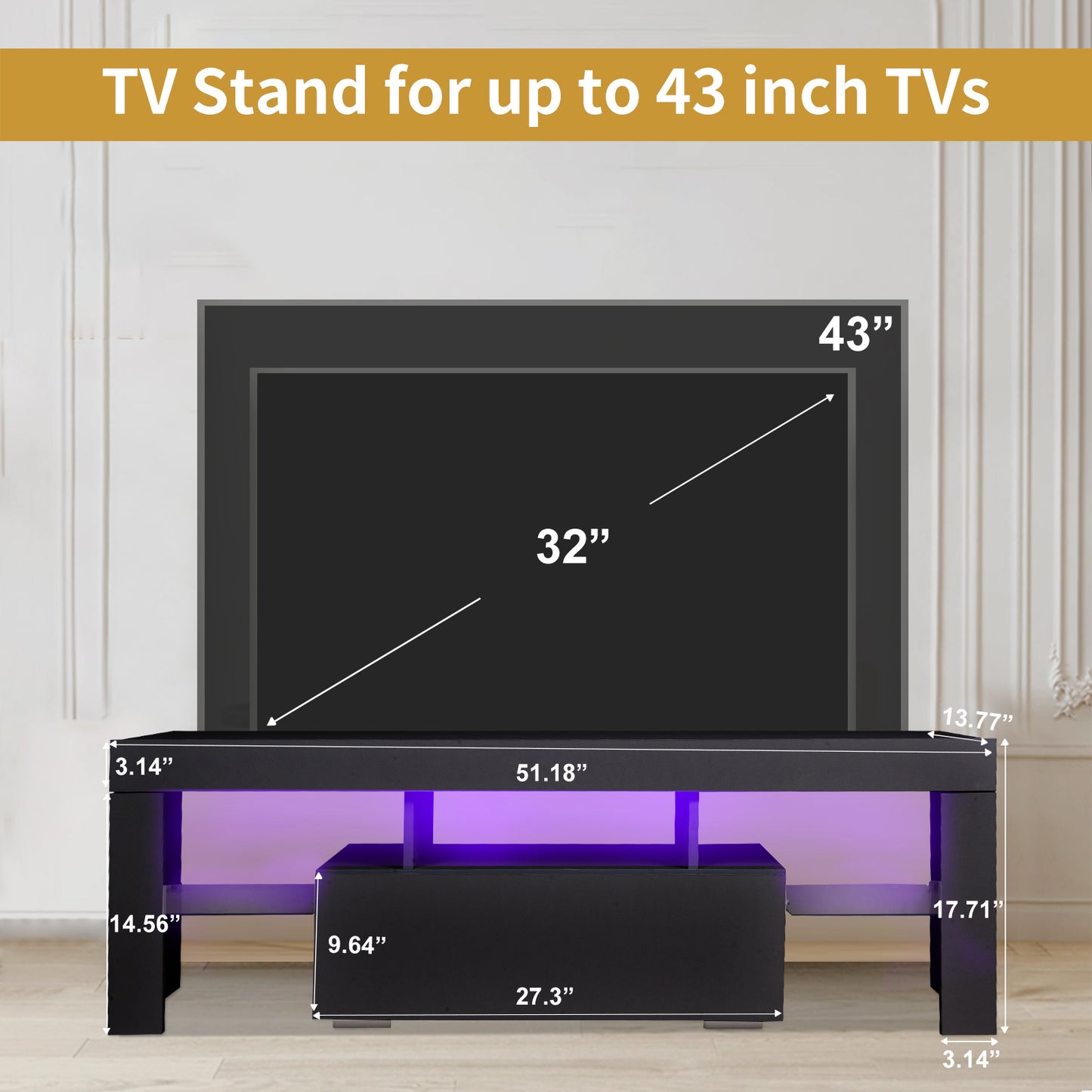 Healdsburg Modern Stand with Storage Entertainment Table