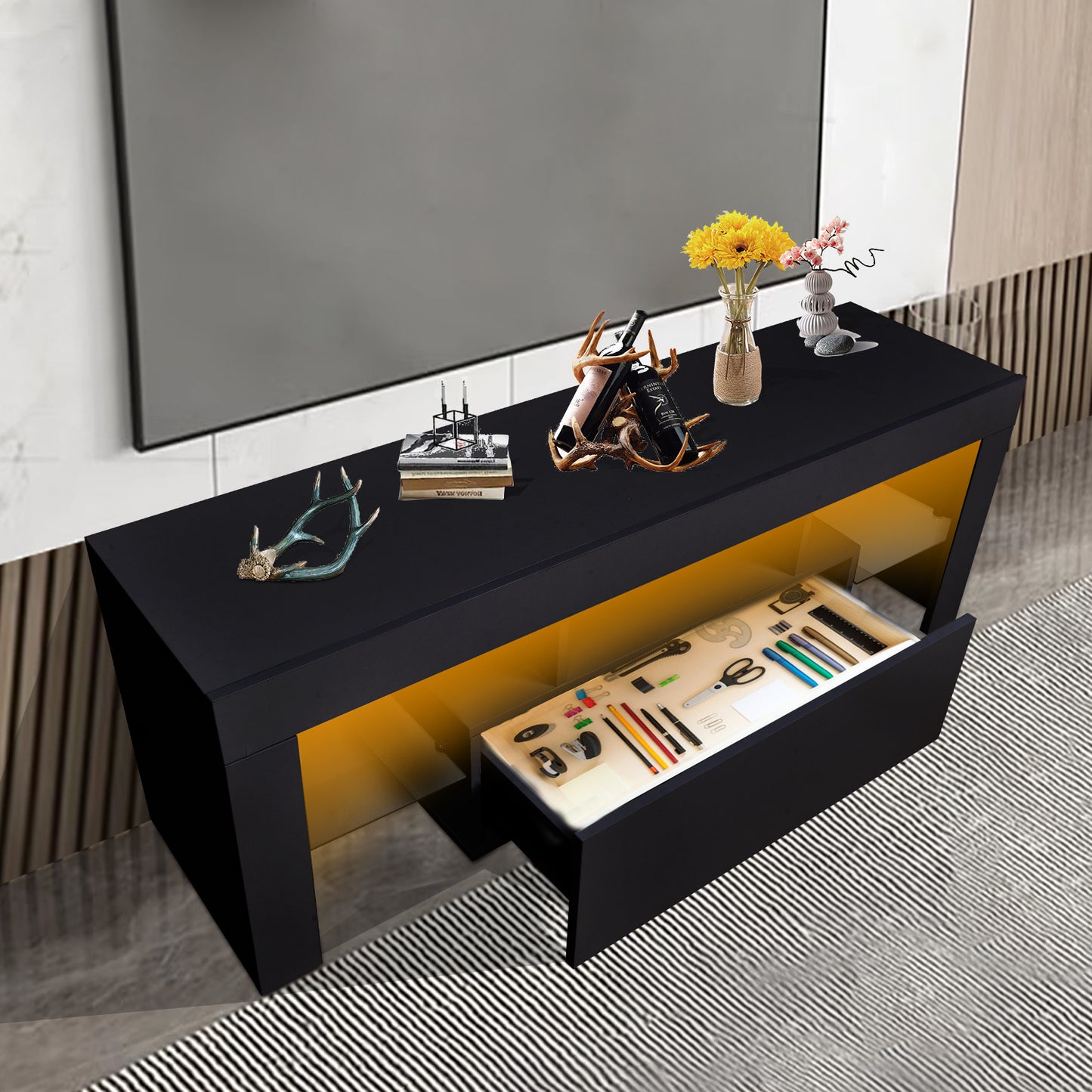Healdsburg Modern Stand with Storage Entertainment Table