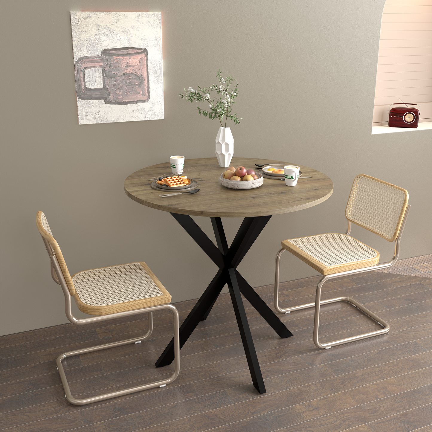 Sonoma Mid-Century Velvet Circle Dining Table