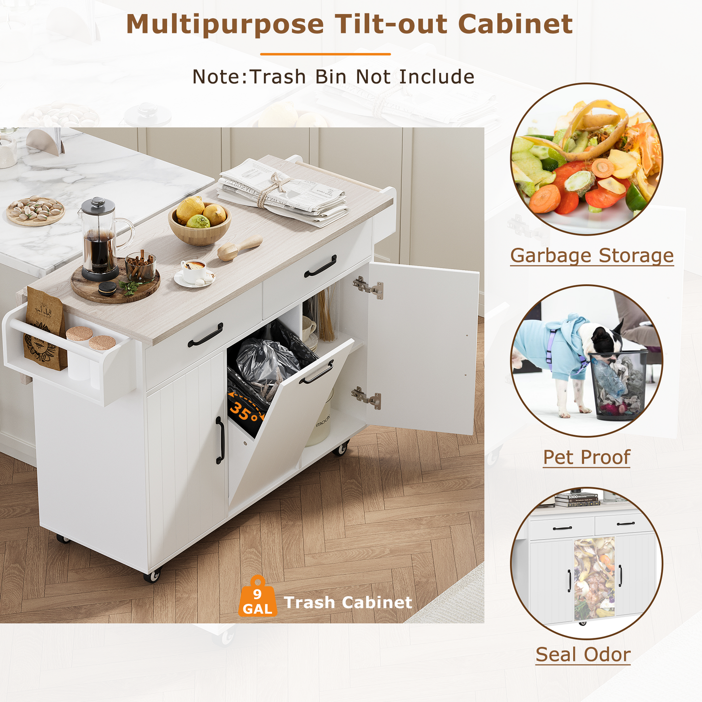 Calista Modern Kitchen Dining Storage Island